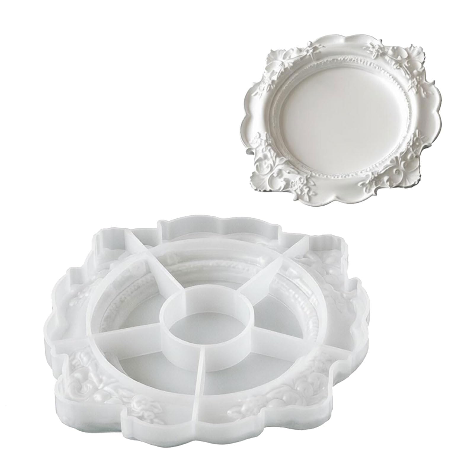 Tsophreniq Lace Embossing Resin Tray Silicone Molds for Making Chocolate Jewelry Tray Gypsum Ornament Home Decoration Handicraftsman Soap Cast