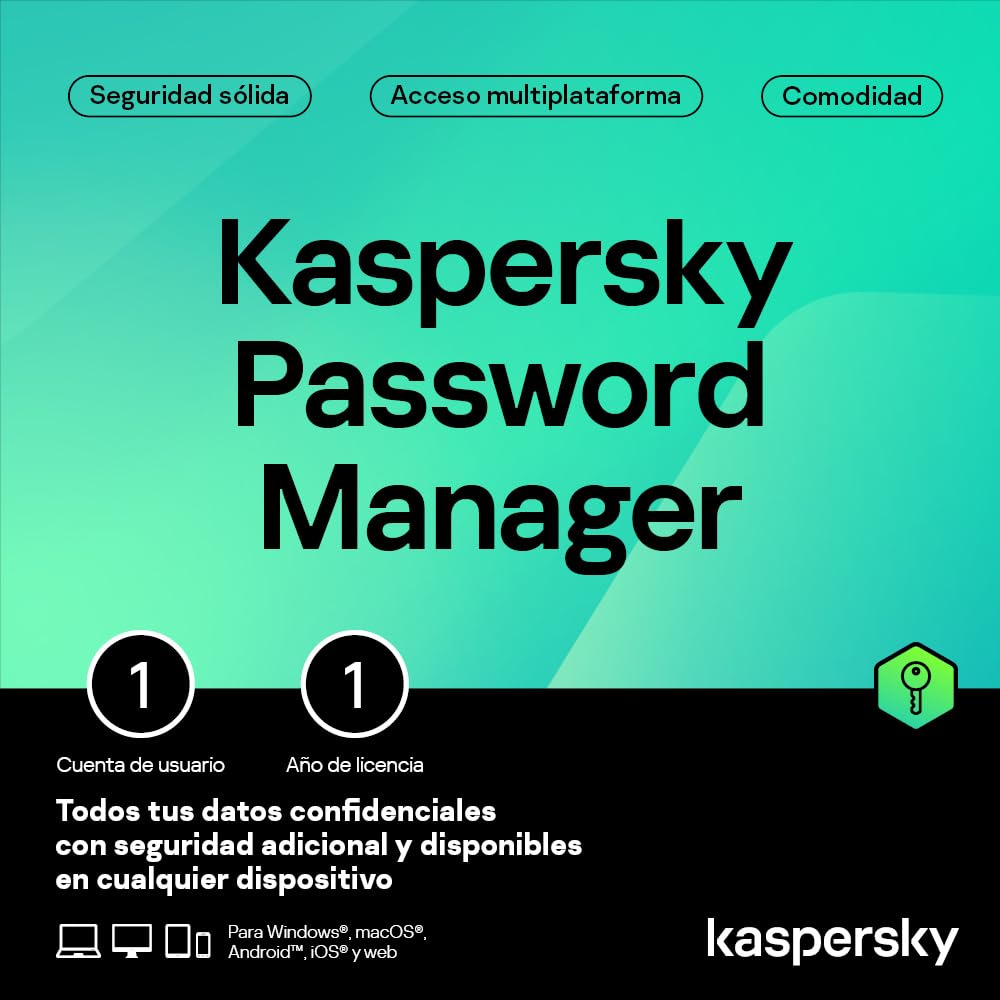 Kaspersky Password Manager | Sin límite de dispositivos | 1 Año | Windows/Mac/Android/iOS | Código de activación enviado por email