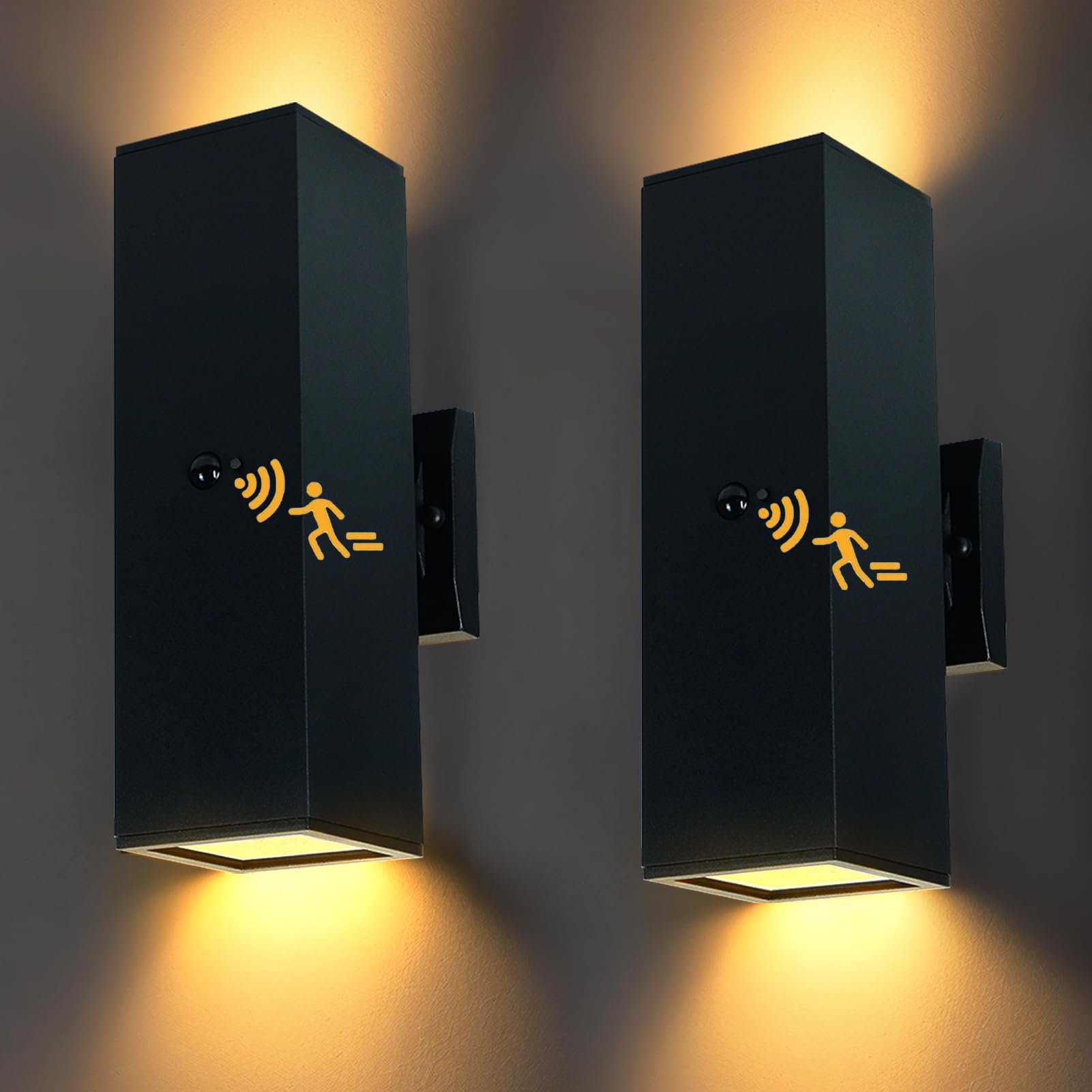 iYogaled Dusk to Dawn Motion Sensor Outdoor Wall Light, Adjustable Brightness Exterior Light Fixtures with 3 Modes, 25ft Detection Waterproof Aluminum