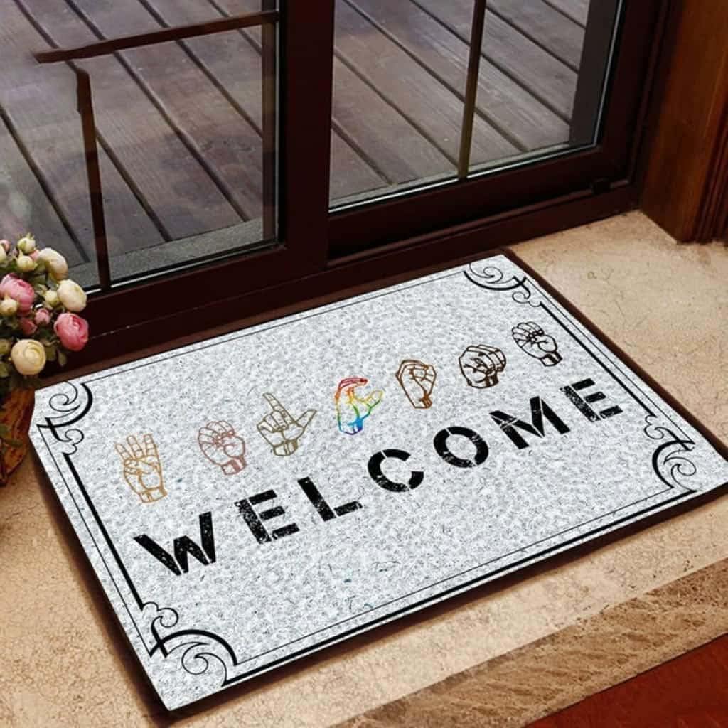 Paillasson extérieur entrée bienvenu pour une maison inclusive et colorée