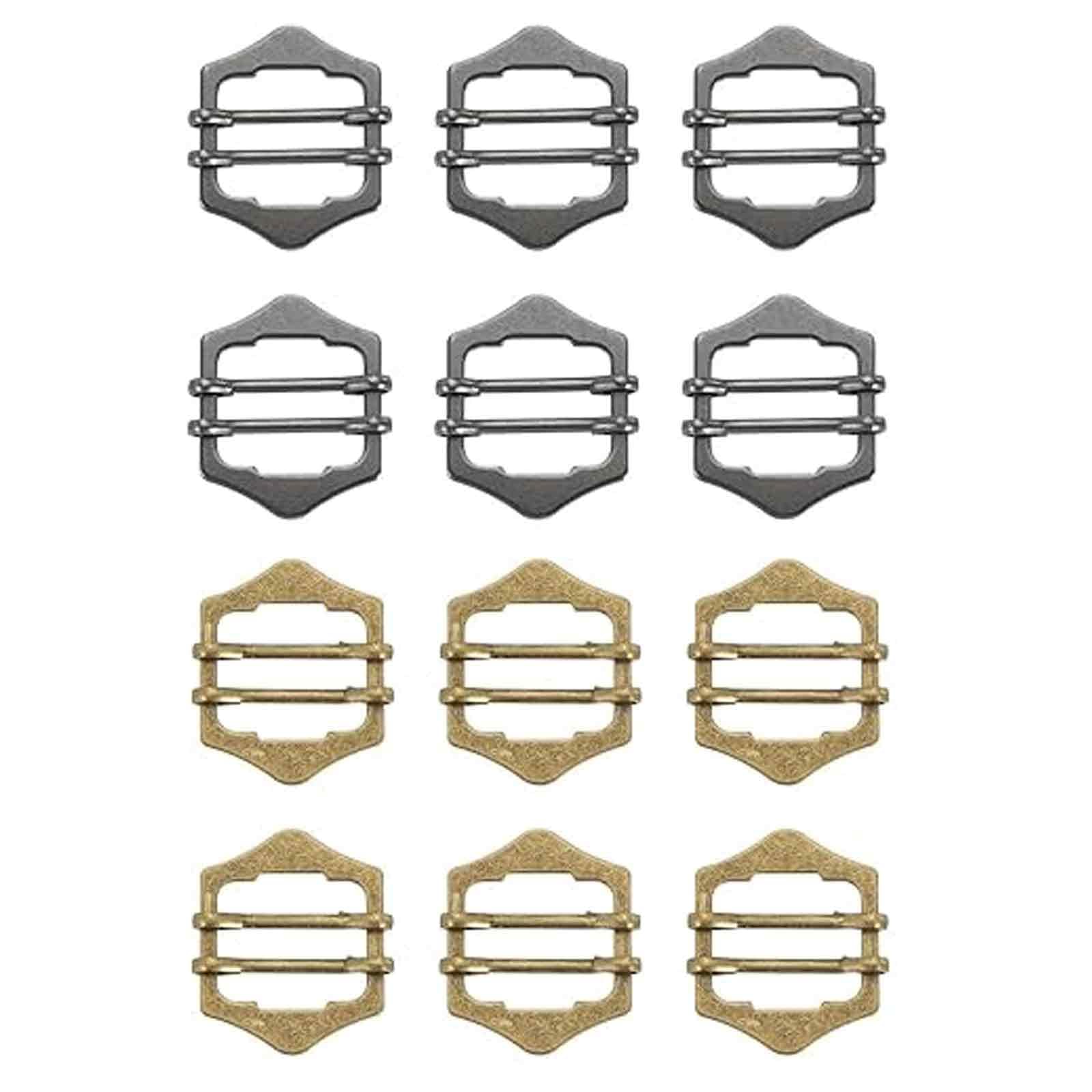 12 Pieces Buckles, Slider Strap Adjuster for Bag Making, Belt Buckle for Men and Women, Waist Tightener Clip, Adjustable Rectangular Buckle (Grey+Bronze)-image-8