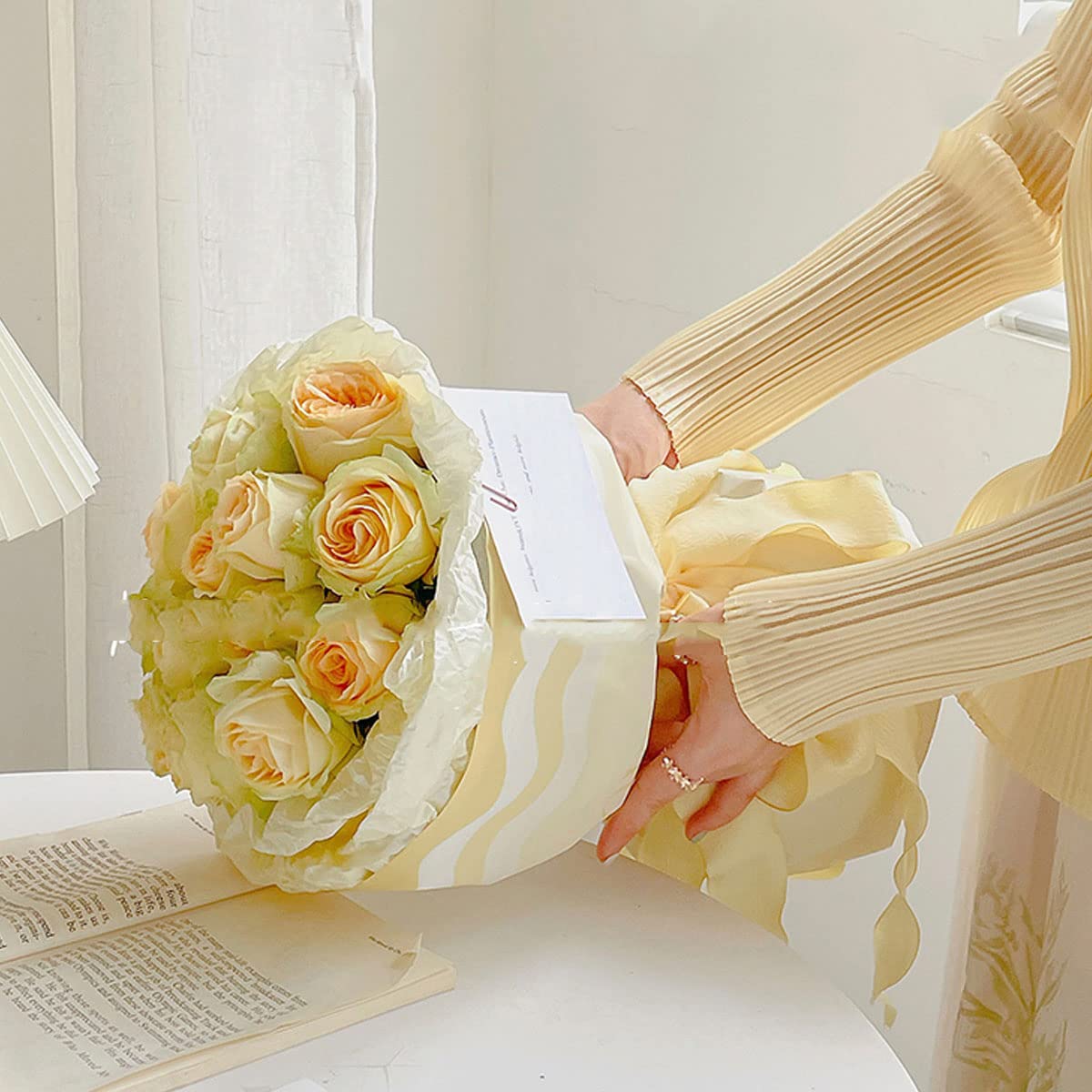Papier kwiatowy na bukiety, papiery do pakowania kwiaty opakowania na prezenty papier kraftowy kwiaciarnia papier do pakowania bukiet dla majsterkowiczów bukiet róż ślubnych(Size:Rose Pink)