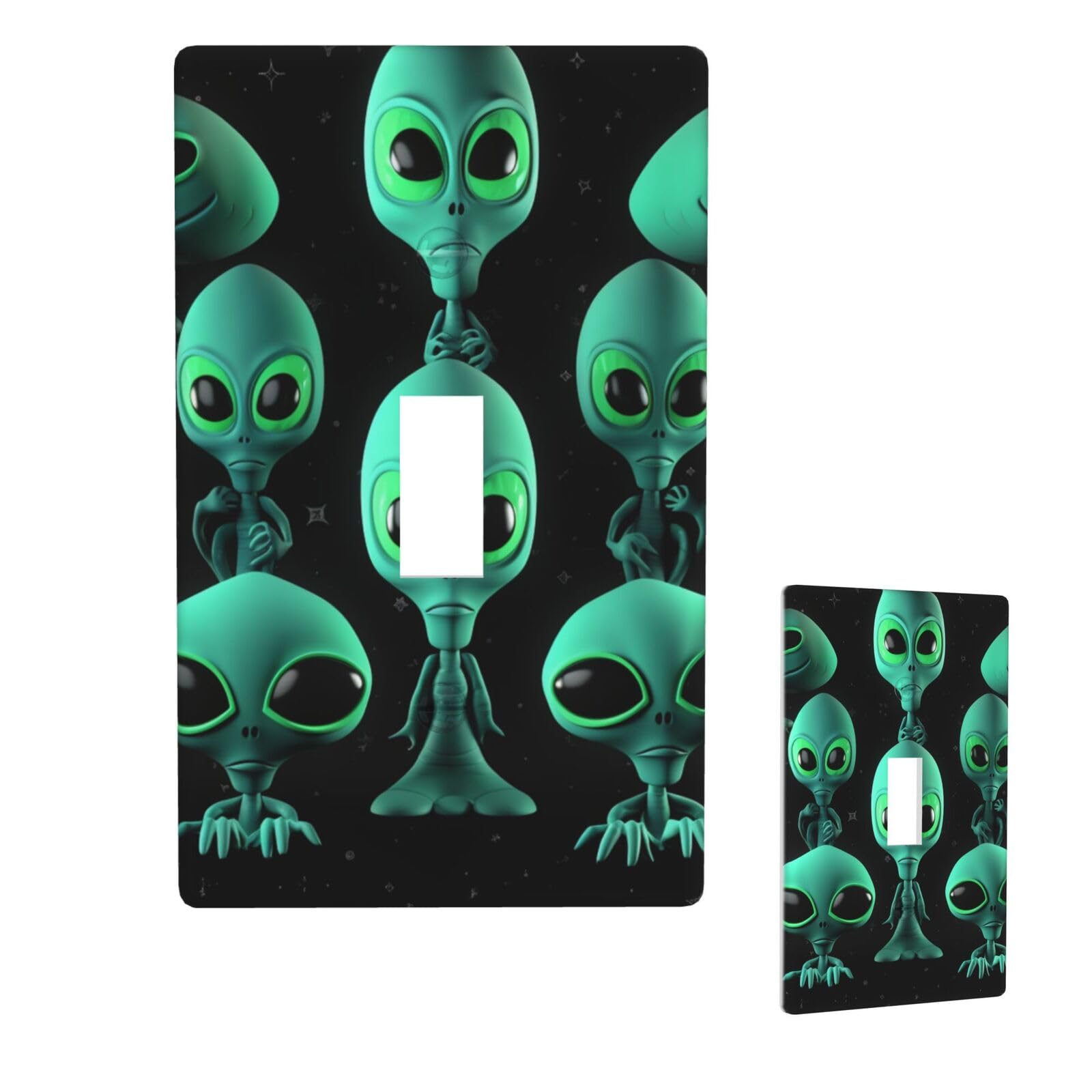 1 Gang Single Toggle Wall Plates, Unbreakable Decorative Light Switch Plate Covers Aliens Electrical Switchplate Cover Faceplate For Bathroom Kitchen Decor