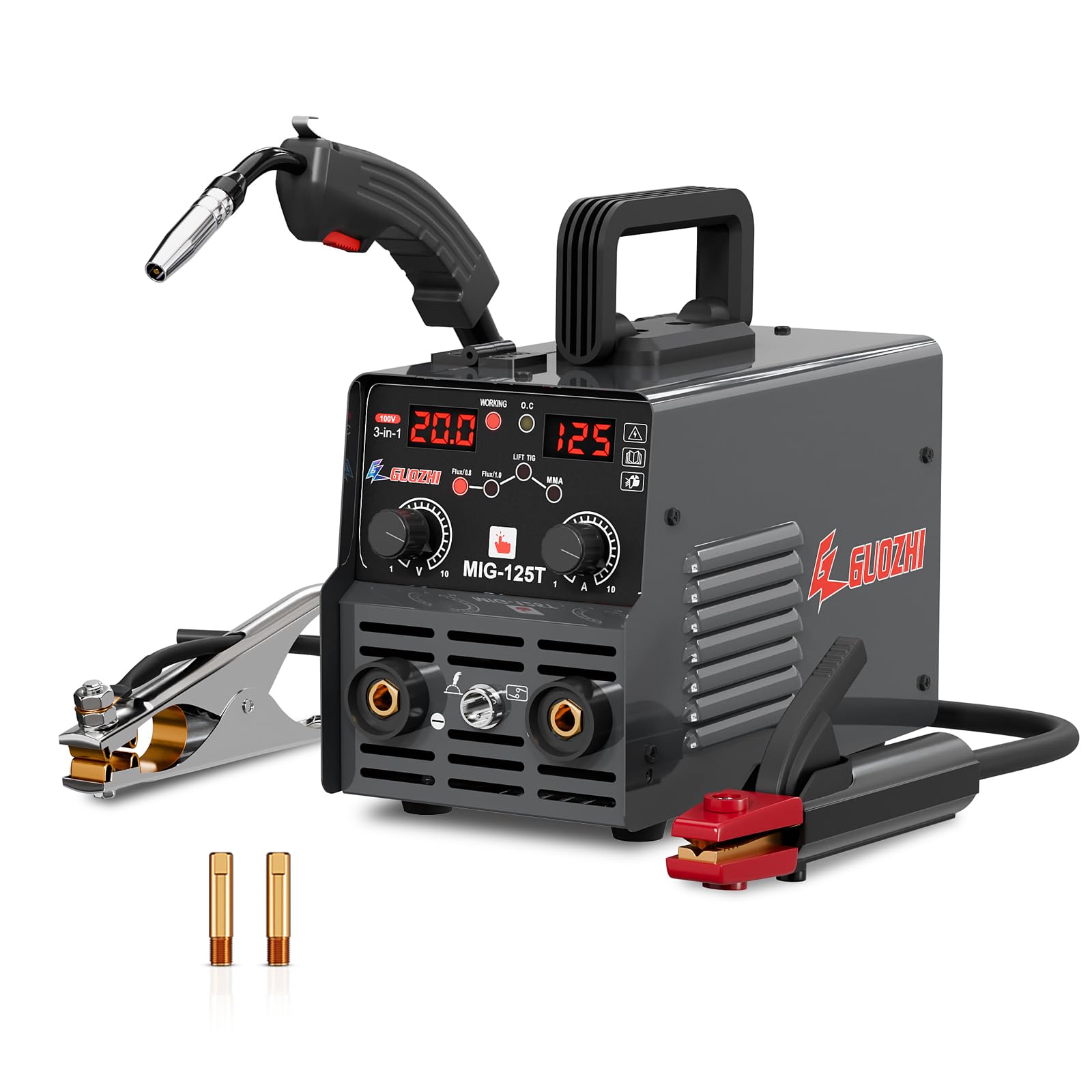 Amazon | GZ GUOZHI 溶接機 100v 半自動 125A アーク溶接 ノンガス  