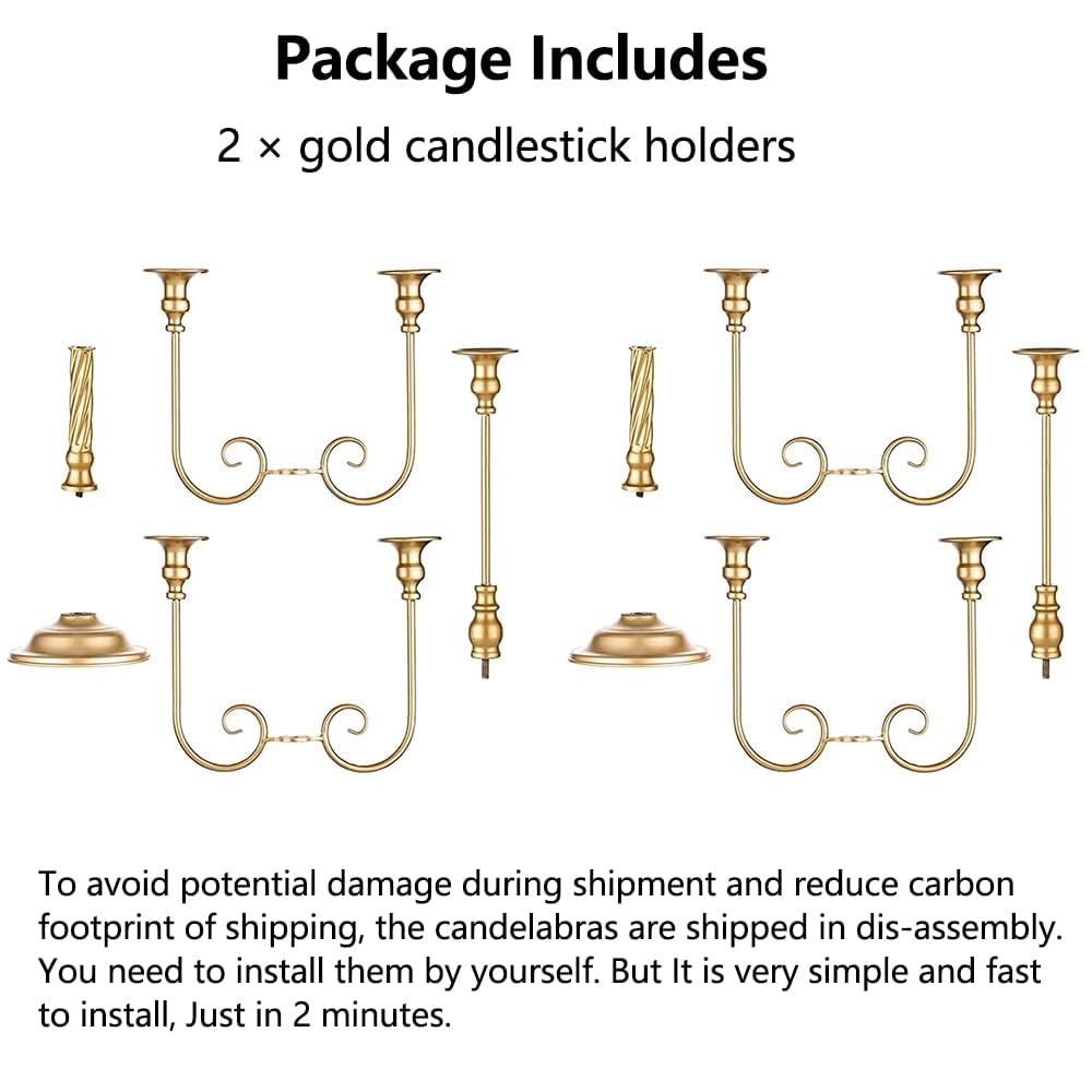 Candelabro de metal dorado para velas de 20 pulgadas de alto, 5 velas para velas cónicas, portavelas para centro de mesa de boda, Navidad, San Valentín, vacaciones, fiesta, evento, decoración de 7