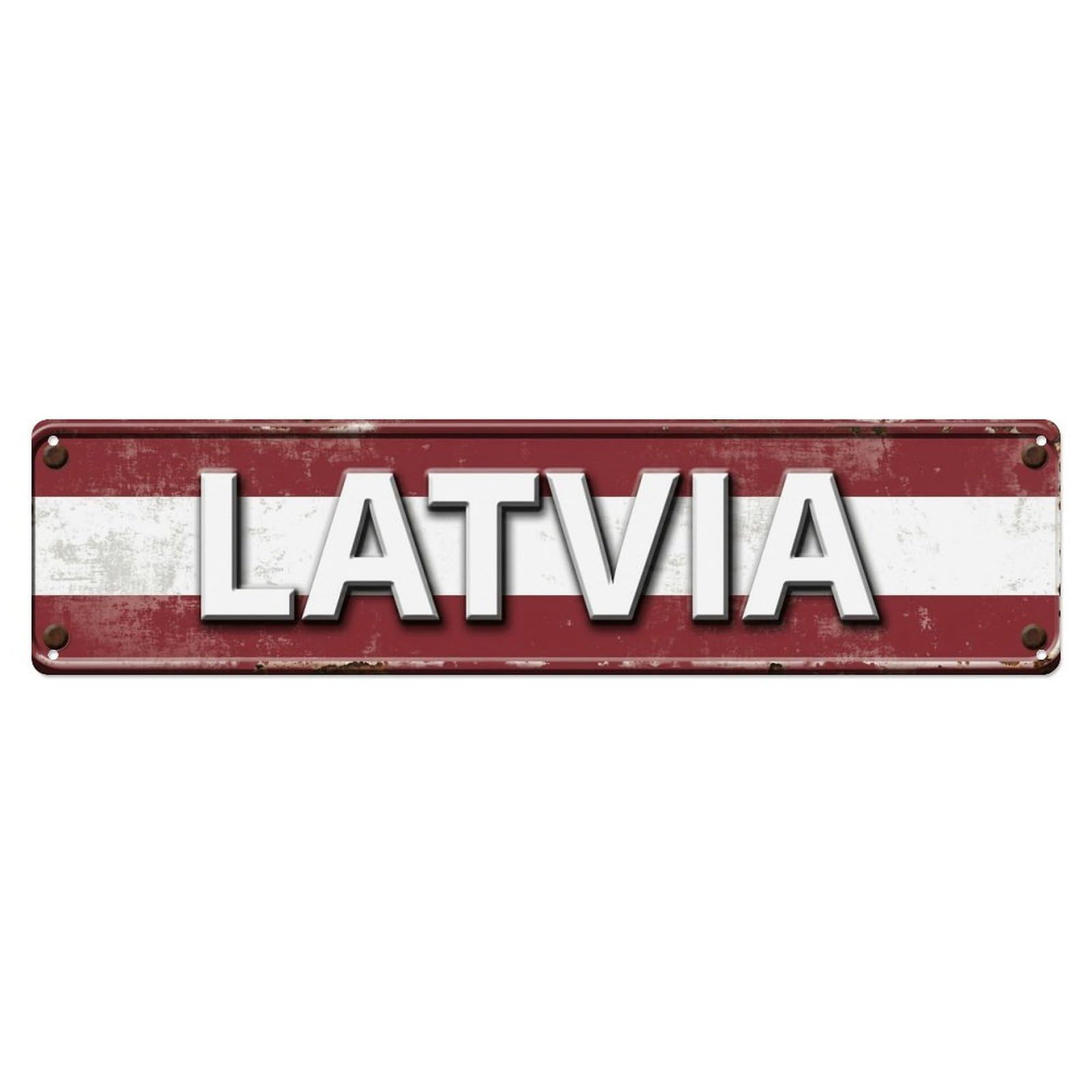 Vintage Latvia Flag Pattern Metal Tin Sign