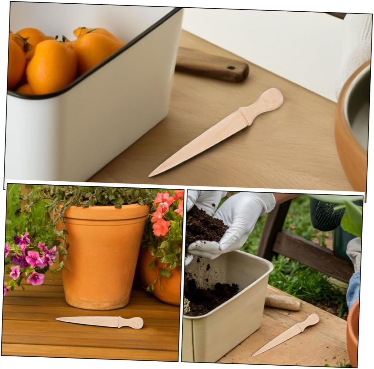 6pcs Garden Hole Puncher with Ergonomic Wooden Handle Versatile Gardening Tool for Planting Digging and Sowing Durable and Reliable Garden Digger for All Your Gardening Needs