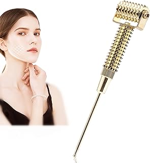 Face Massage Roller, Multifunctional Acupuncture Points Detector, Probe Acupoint Ear , Acupoints Spring Needle Massage Roller,Acupoint Needle Roller(Gold)