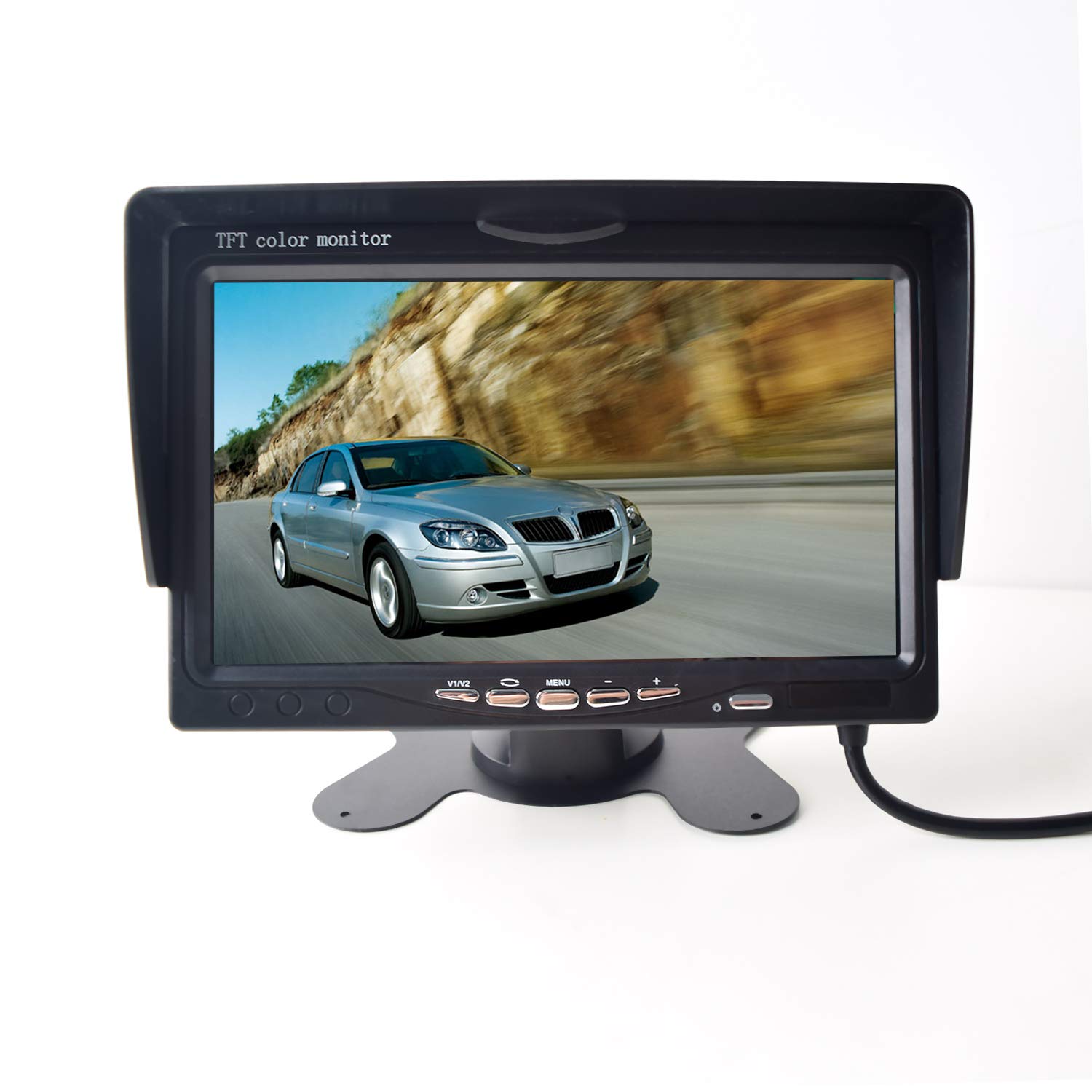 7" Auto Monitor 4-PIN Luftfahrt Stecker 2 Eingänge 800x480 HD Anti-Glare Hohe Helligkeit für 12V-24V LKW Anhänger Bus Vans Camper Fahrzeug