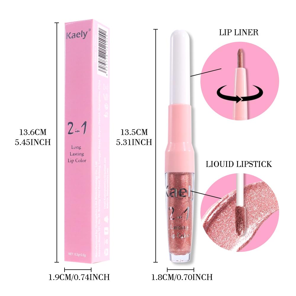 Amazon.com : Kaely 2-in-1 Rose Gold Metallic Lipstick and Lip Liner,  Shimmer Liquid Metallic Lipsticks for Women, Glitter Lip Gloss Stain Long  Lasting Waterproof Smudge Proof 24 Hour, Vegan Makeup, 04 :