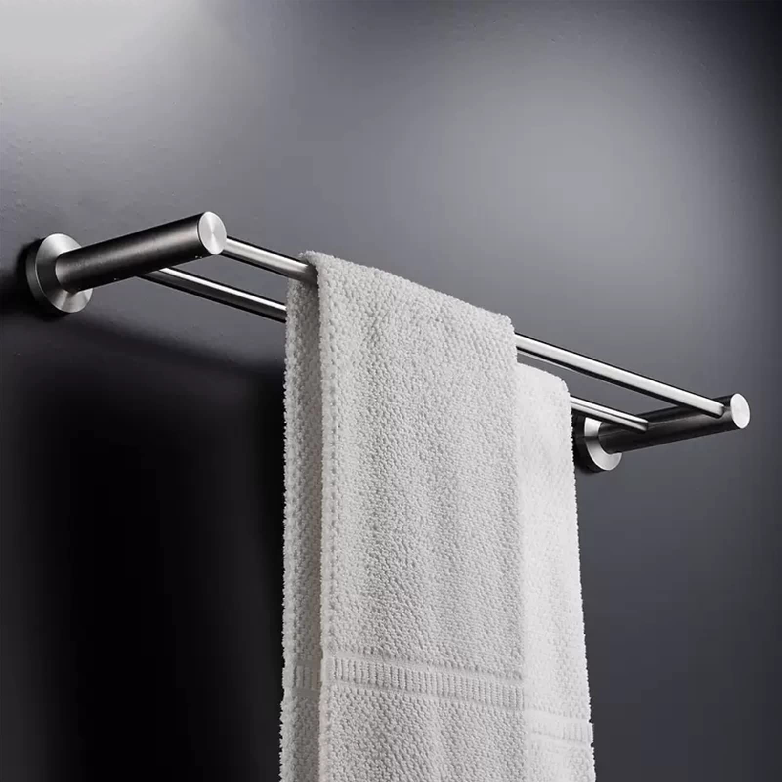 Portasciugamani da Bagno a Doppio Strato, portasciugamani a Parete, Doppio portasciugamani in Acciaio Inossidabile, portasciugamani Rotondo per Accessori da Bagno Doccia da Cucina (Dimension