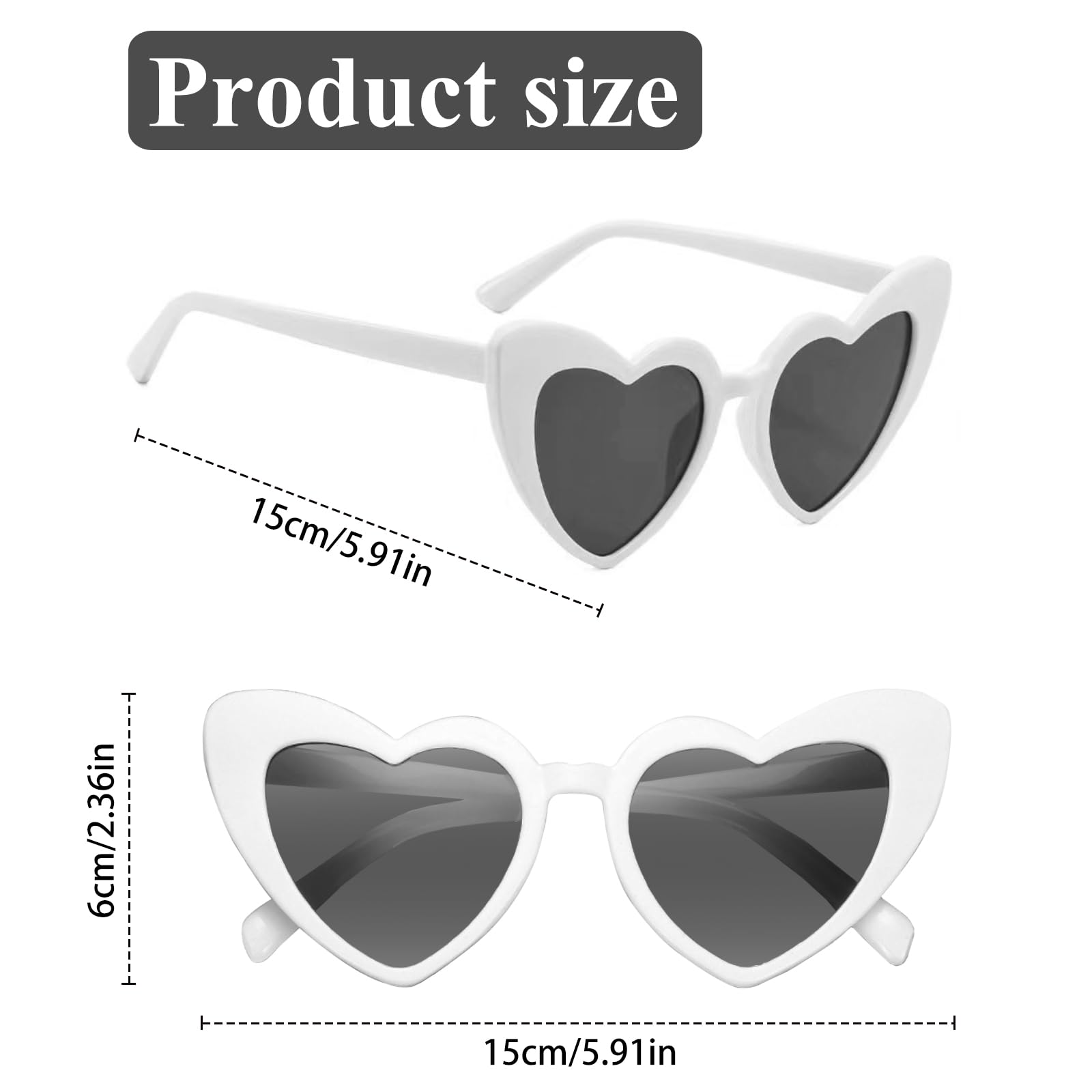 120 paia di occhiali da sole bianchi a forma di cuore, sfusi per matrimoni, addio al nubilato, bomboniere, accessori per cabina fotografica per gli ospiti