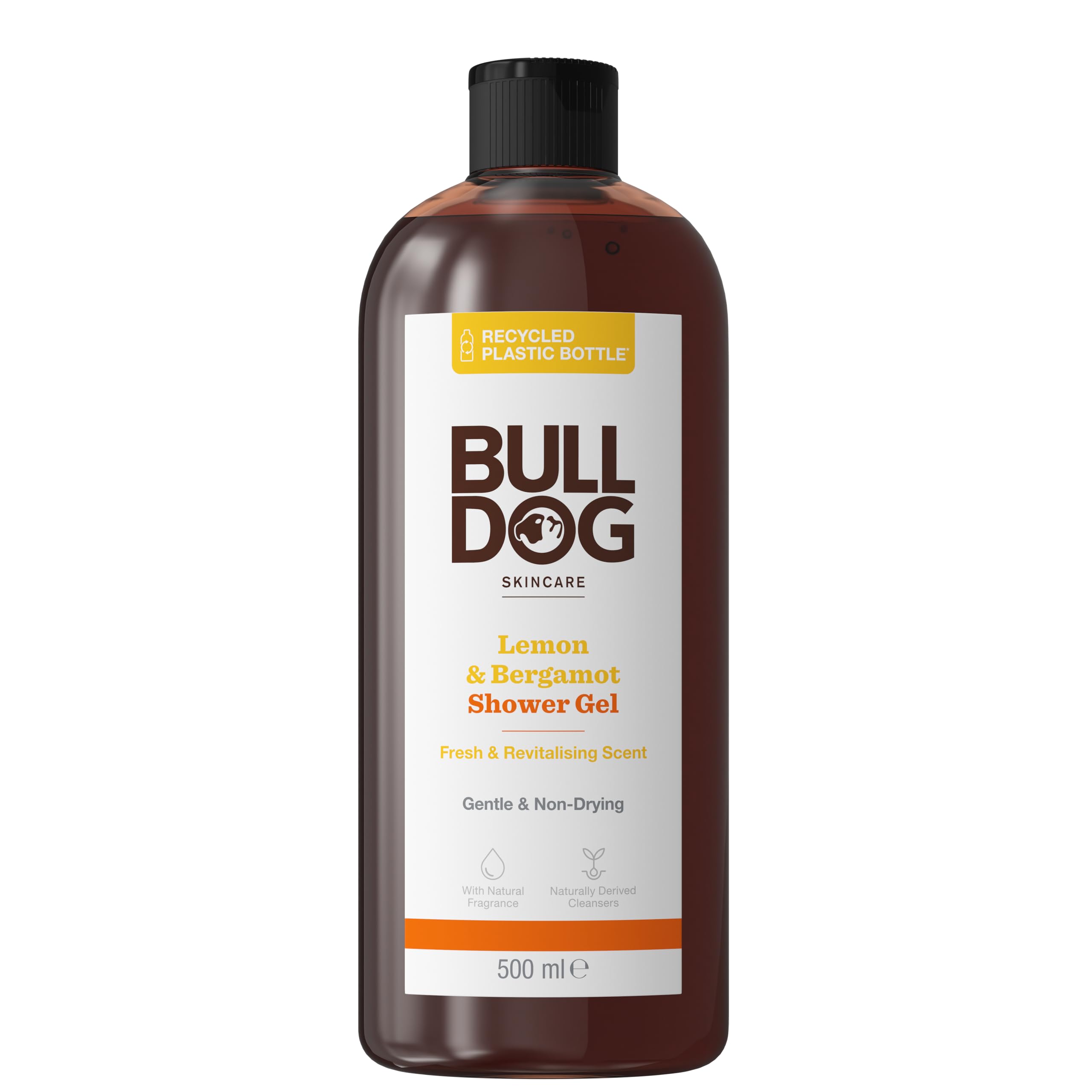 Bulldog Skincare Lemon & Bergamot Shower Gel for Men, Natural, Refreshing Men's Shower Gel, 500 ml
