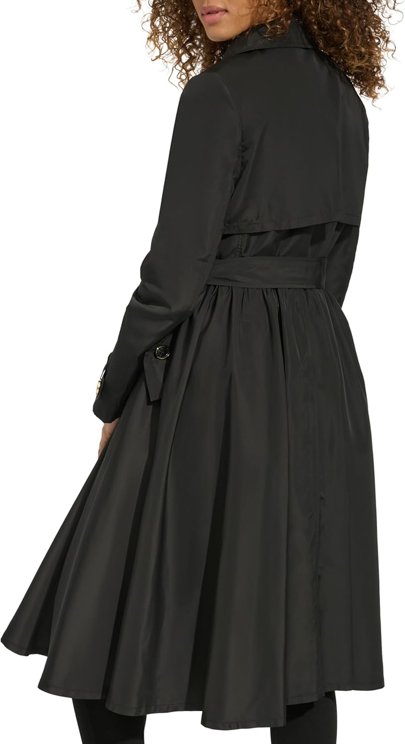 KARL LAGERFELD womens Long Flared Belted Trench Coat - Image 4