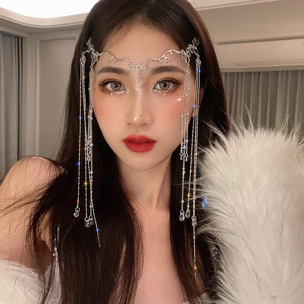 Retro Crystal Barrette Tassel Hairpin, Hollow Women Waterdrop Elegant Bridal Bead Hair Clips Rhinestones Headbands for Hair Accessories