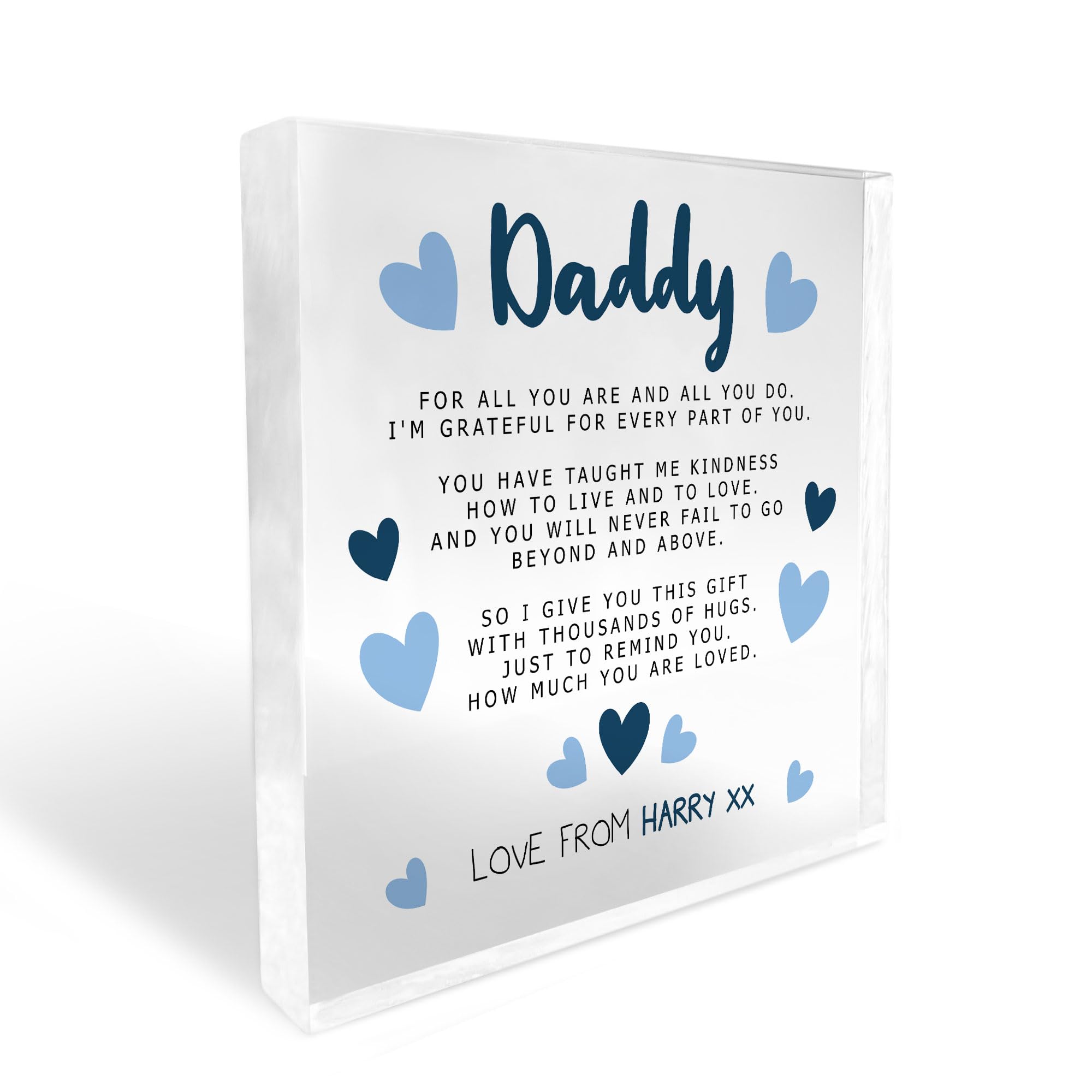 Red Ocean Personalised Gift For Daddy Dad For Fathers Day Birthday Freestanding Plaque Poem For Dad Gift For Him Thank You Gifts For Daddy From Daughter Son Keepsake