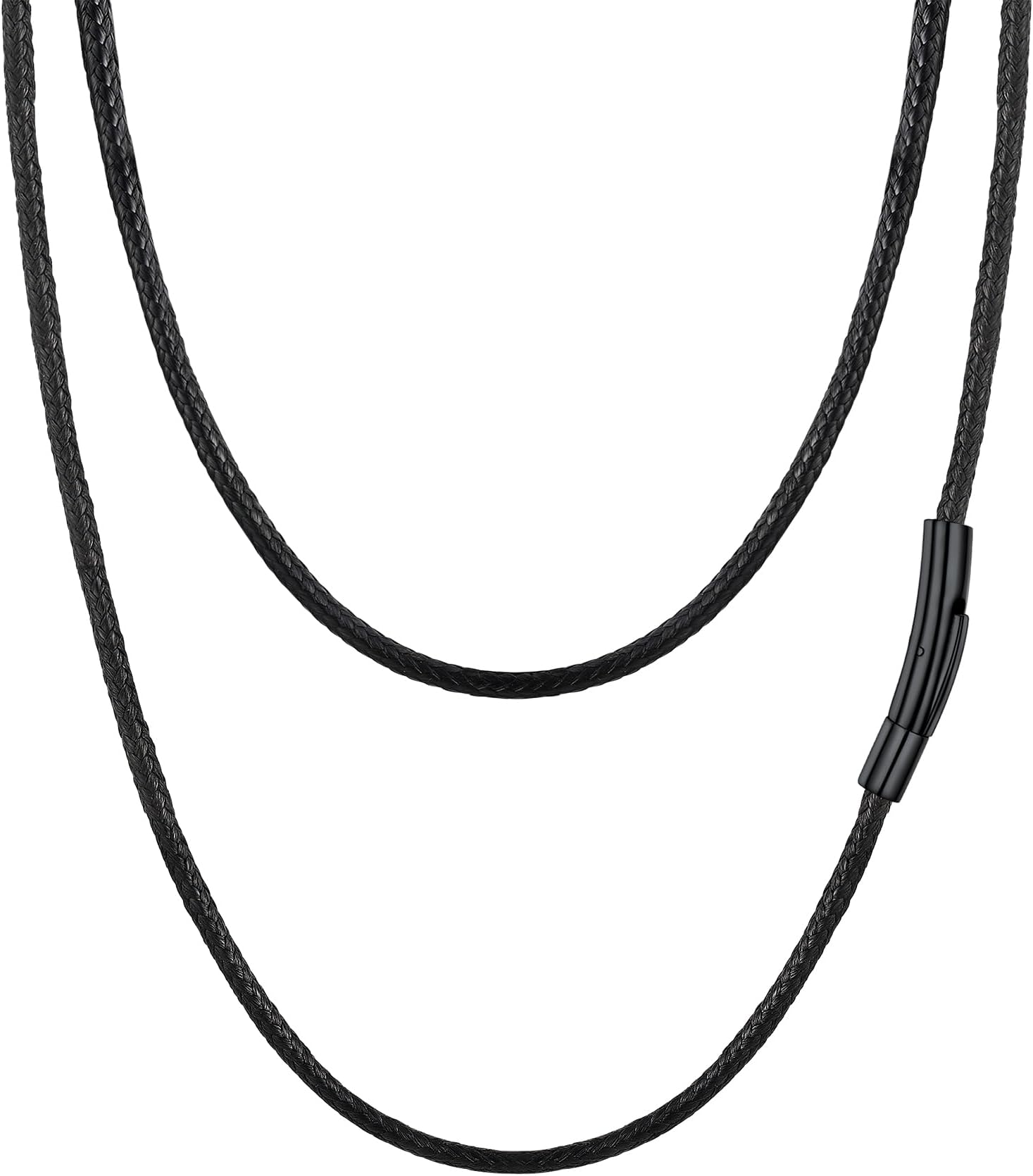 PROSTEEL Waxed Rope Braided Leather Necklace Cord 16"-30", Stainless Steel Durable Clasp, Men Women Woven Wax Rope Chain for Pendant,Come Gift Box