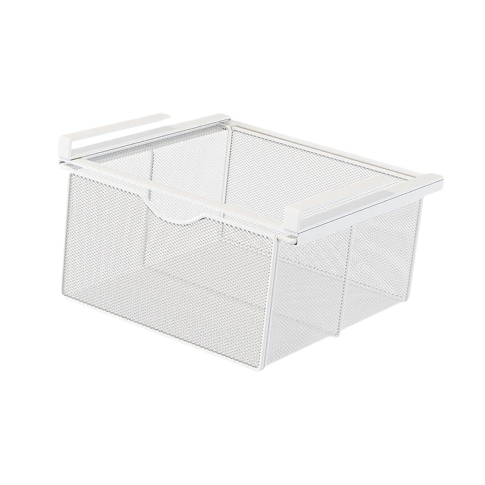 perfk Cajón extraíble Colgante para Armario, Cesta de Almacenamiento de Malla Resistente, Cesta Deslizante Debajo del Estante para encimera de gabinete de, Blanco