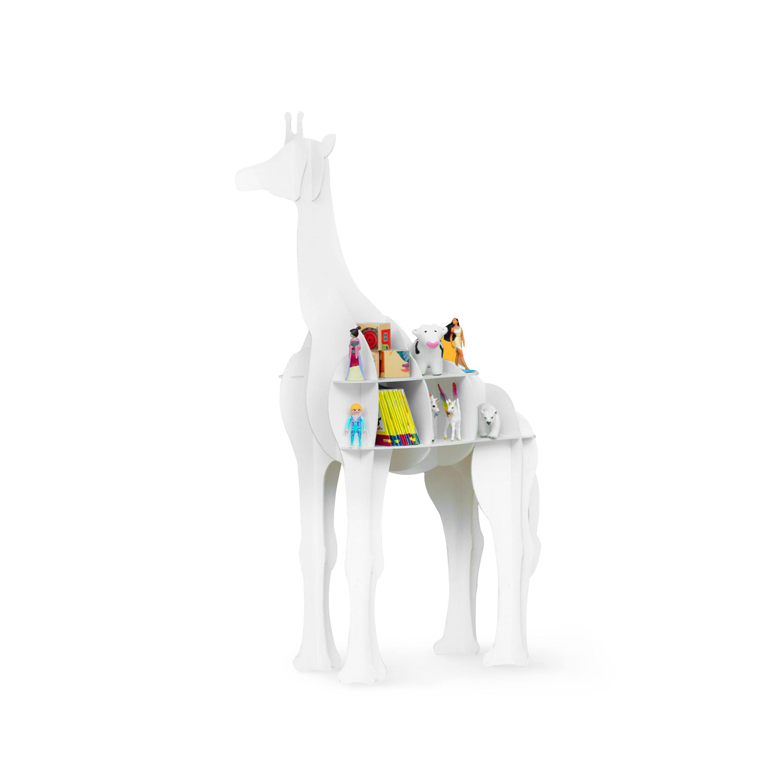 Kinder Regal Evie die Giraffe in weiß - geeignet für ca. 44 Tonies, Spielzeug oder Kinderbücher - 100% plastikfrei (Naturweiß)