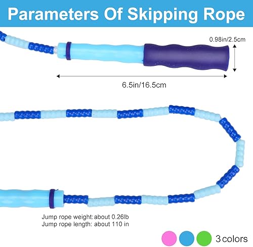 Miniatura 4 de GRAWUN Cuerda de saltar para niños, cuerda de saltar con cuentas suaves, longitud ajustable, sin enredos, cuerda de saltar con cuentas suaves, para