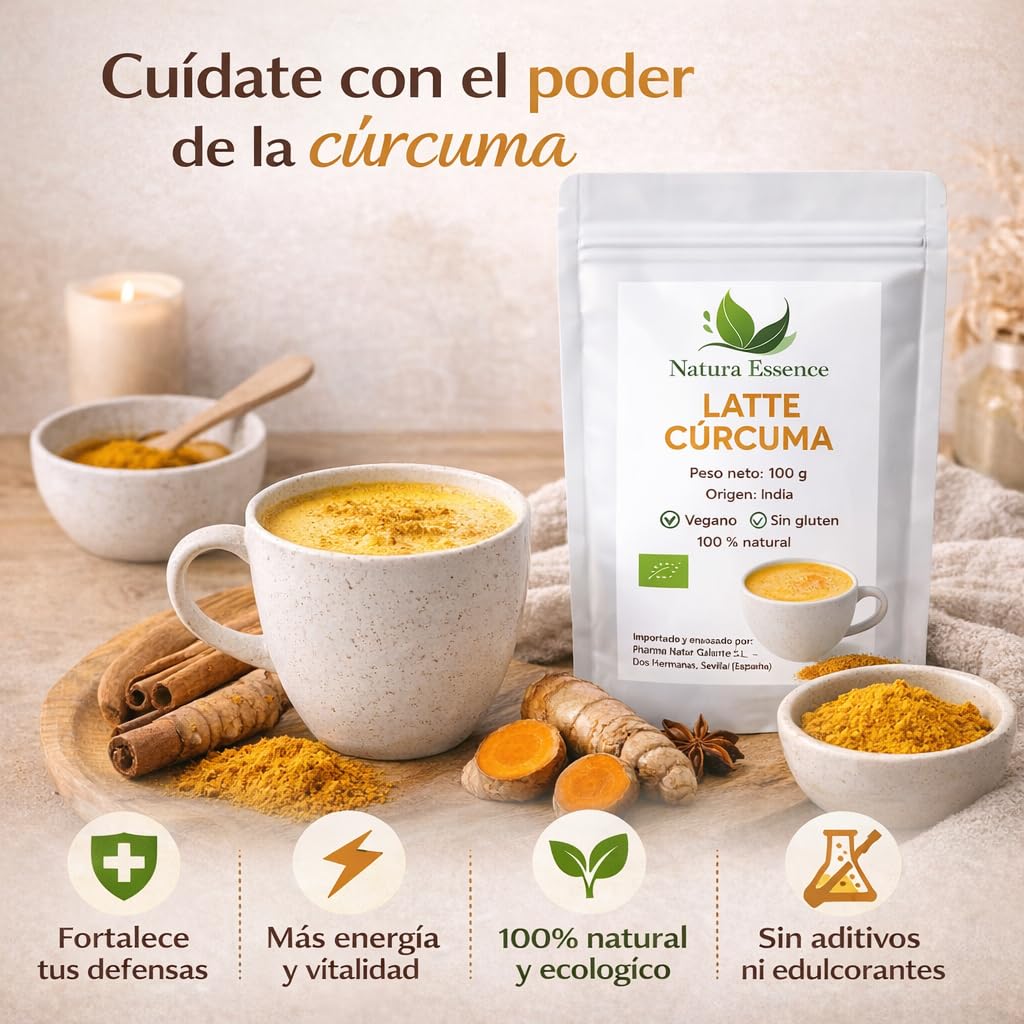 Cúrcuma Chai Latte ECO 100g Mezcla Natural con Cúrcuma, Coco y Especias Ecológicas Golden Milk Sin Gluten Vegano