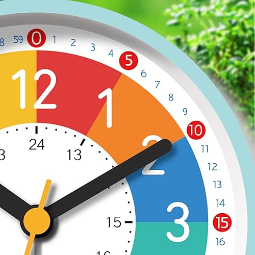 Miniatura 2 de Reloj despertador analógico para niños que aprenden a decir la hora, hora de 1224 horas, alarma gradual, silencioso, funciona con pilas con