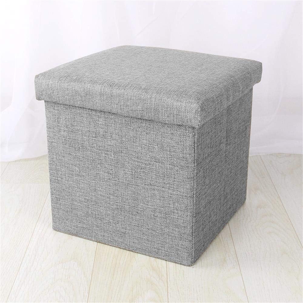 Ottomans Foot Rest Stool Seat Foldable Storage Ottoman Square Stool Seat Padded with Lid Stool Chair for Folding Chair Stool/Seat - 38x 38 x 38 (Grey Blue Brown) (Grey)