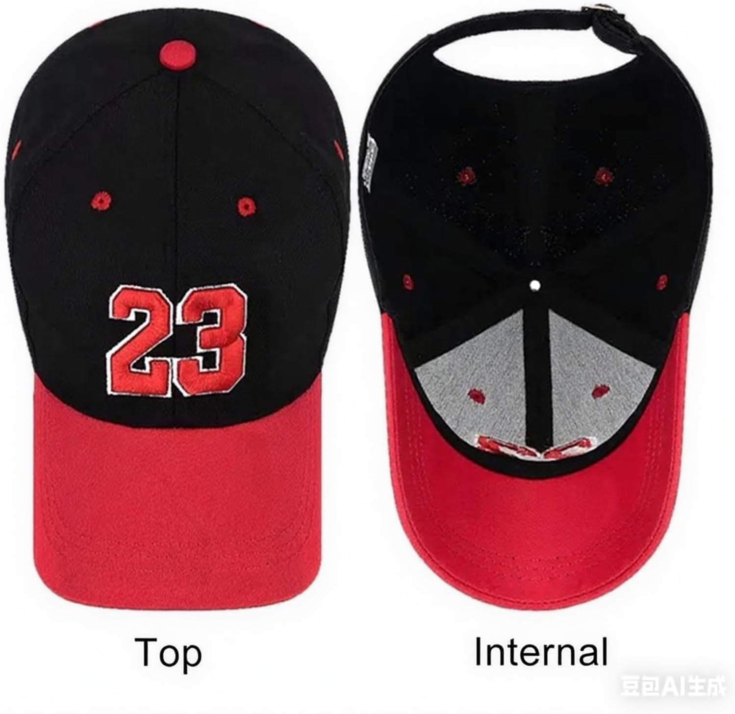 YOWOCAL Unstructured Dad Hat Baseball Cap, Black Red Cotton, Adjustable Snapback, Embroidered 23 Design, Casual Style for Men Women - Image 5