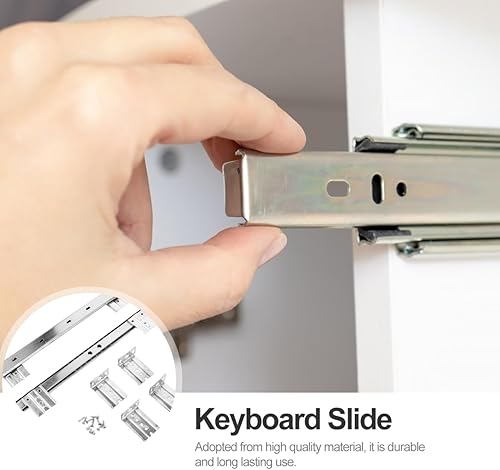 Miniatura 6 de DOITOOL 2 piezas de 14 pulgadas teclado deslizante resistente rodamiento de bolas, accesorios de computadora, bandeja para teclado debajo del