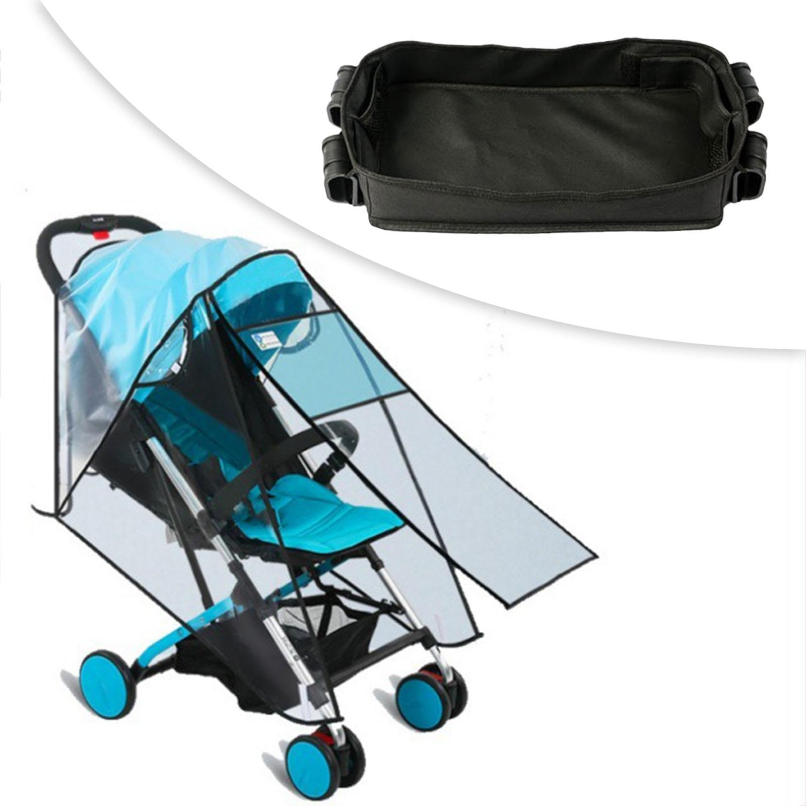 Snacktablett für Kinderwagen, Ideal für Snacks Und Aktivitäten, Leicht zu Reinigen, Doppelseitig, Aus PU, Praktischer Organizer für Kinderwagen, 52cmx22cmx8cm