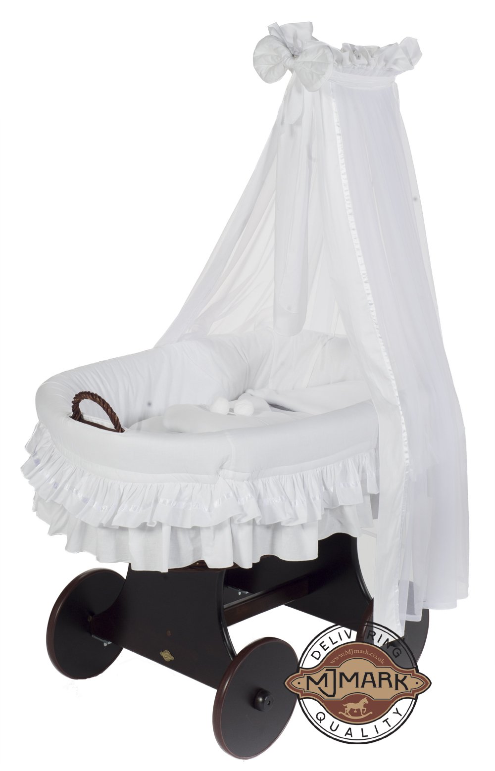 MJmark Wicker Crib Moses Basket Cot Lulu Tre from (White)