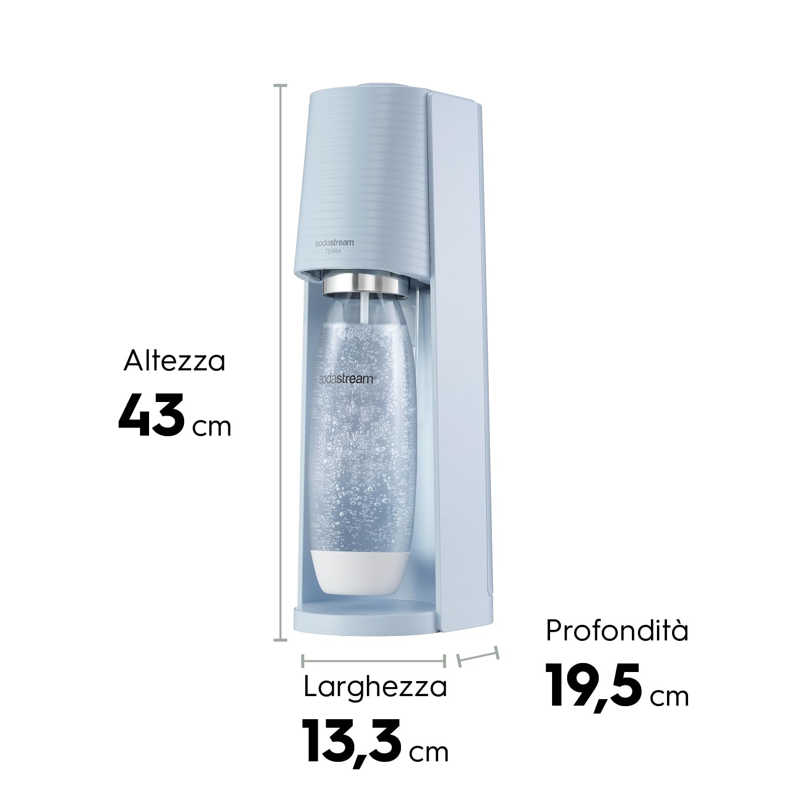 SodaStream Gasatore Terra - Macchina per acqua frizzante, con cilindro CO2 incluso e bottiglia lavabile in lavastoviglie, colore: Azzurro