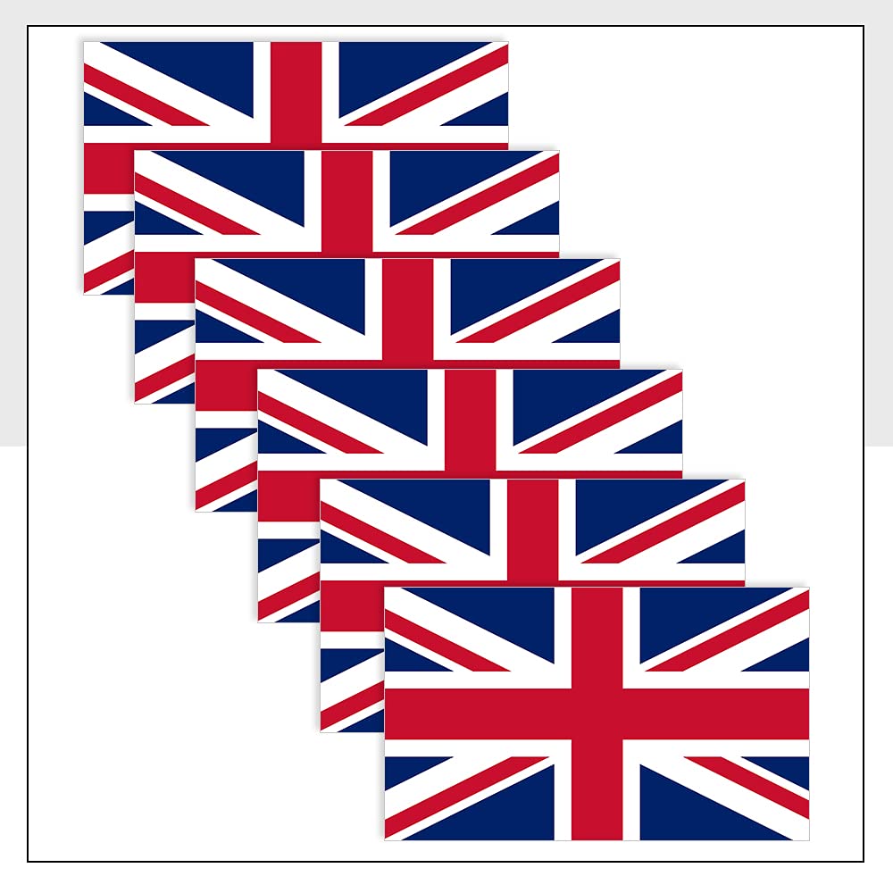 United Kingdom Flag Bumper Sticker Pack of 6 (50 x 33mm) Waterproof GBR Labels for Bike Helmet Fridge Window Packwith® #P1058