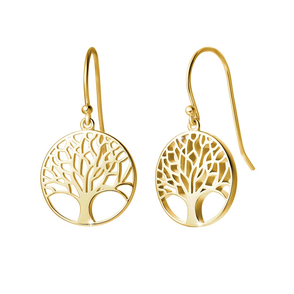 Baum des Lebens Ohrringe für Damen Mädchen Kinder Hänged Ohrhänger 925 Sterling Silber - Durchmesser: 15 mm