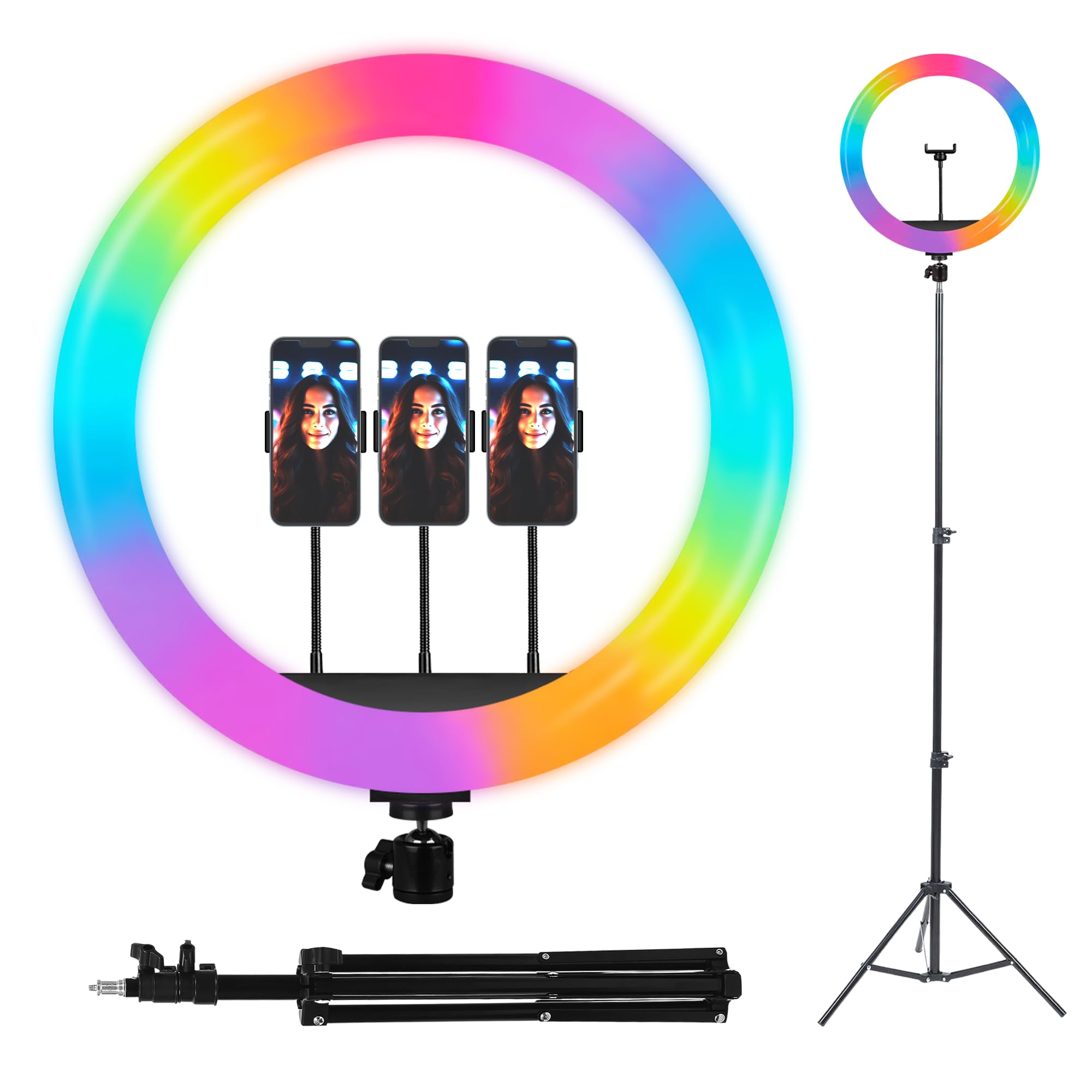 IZI Light 16" RGB LED Ring Light with 7' Foldable Tripod - 28+ Multicolor, Professional Studio Kit for Photo/Video-Shoot, Live Stream, Makeup, Vlogging, YouTube, Instagram, Mobile & Camera Compatible-image-37