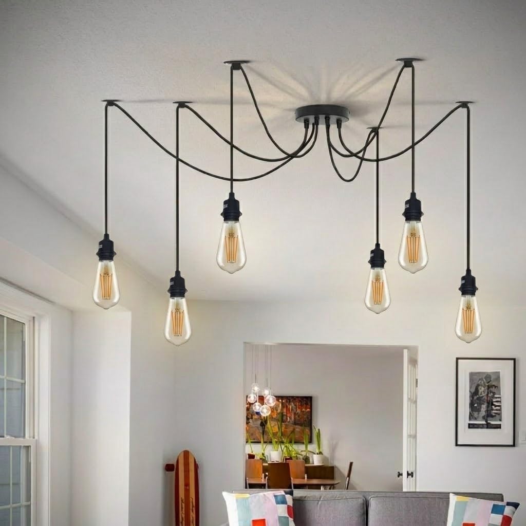 LEDSone 6 Light Spider Pendant Ceiling Light E27 Industrial Chandelier