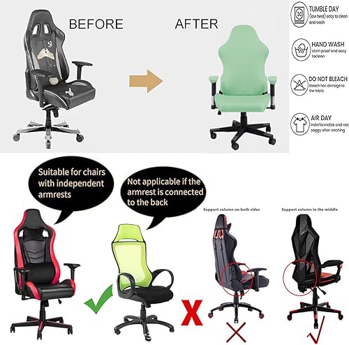 Miniatura 5 de Fundas ergonómicas para silla de oficina con reposabrazos, fundas elásticas repelentes al agua para adultos, videojuegos, reclinables, carreras y