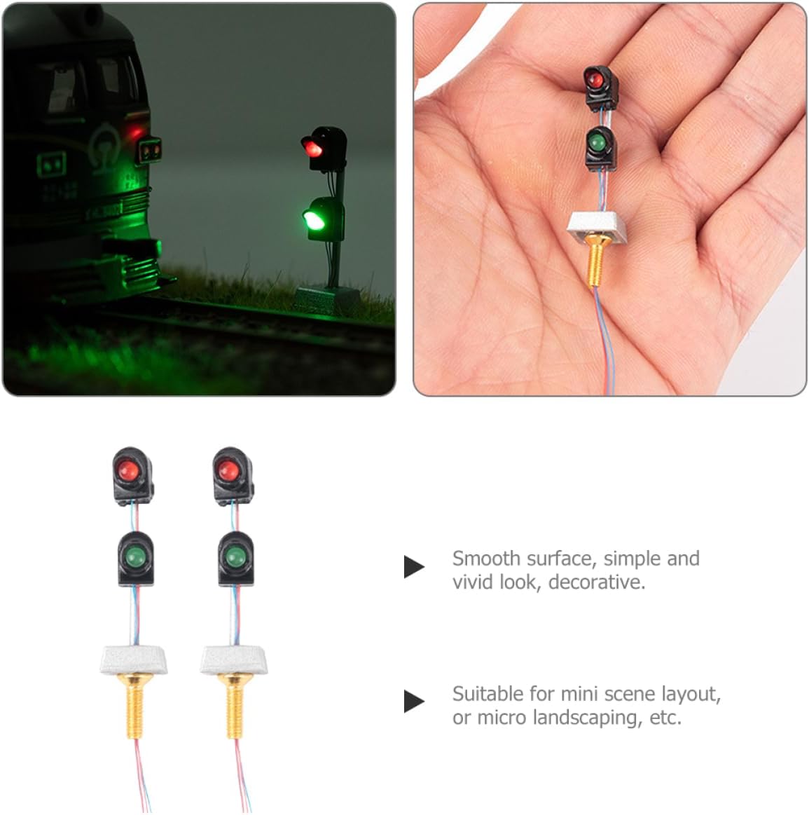 Gadpiparty 4pcs Miniature Train Signal Light Model for Sand Table Scene Layout Realistic Landscape Decor Accessories for Architecture and Model Building