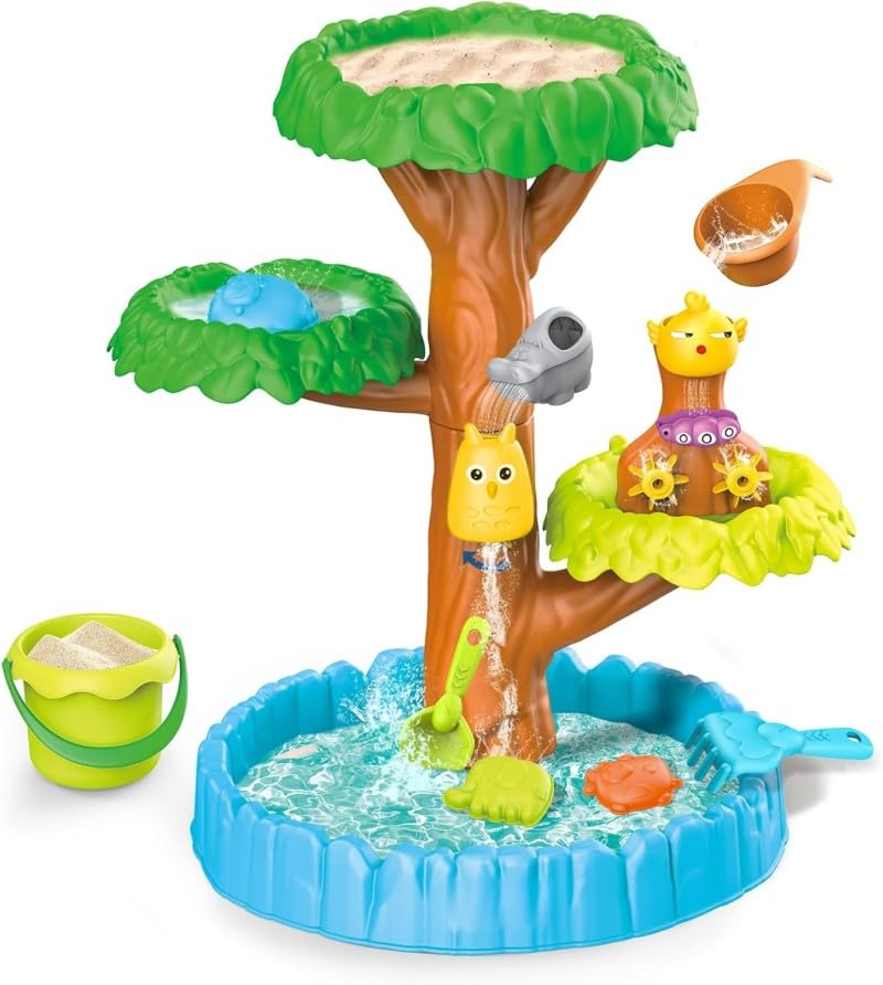 Paradiso Toys Juego de actividades de árbol de arena y agua para jardín al aire libre y playa, niños y niñas a partir de 3 años