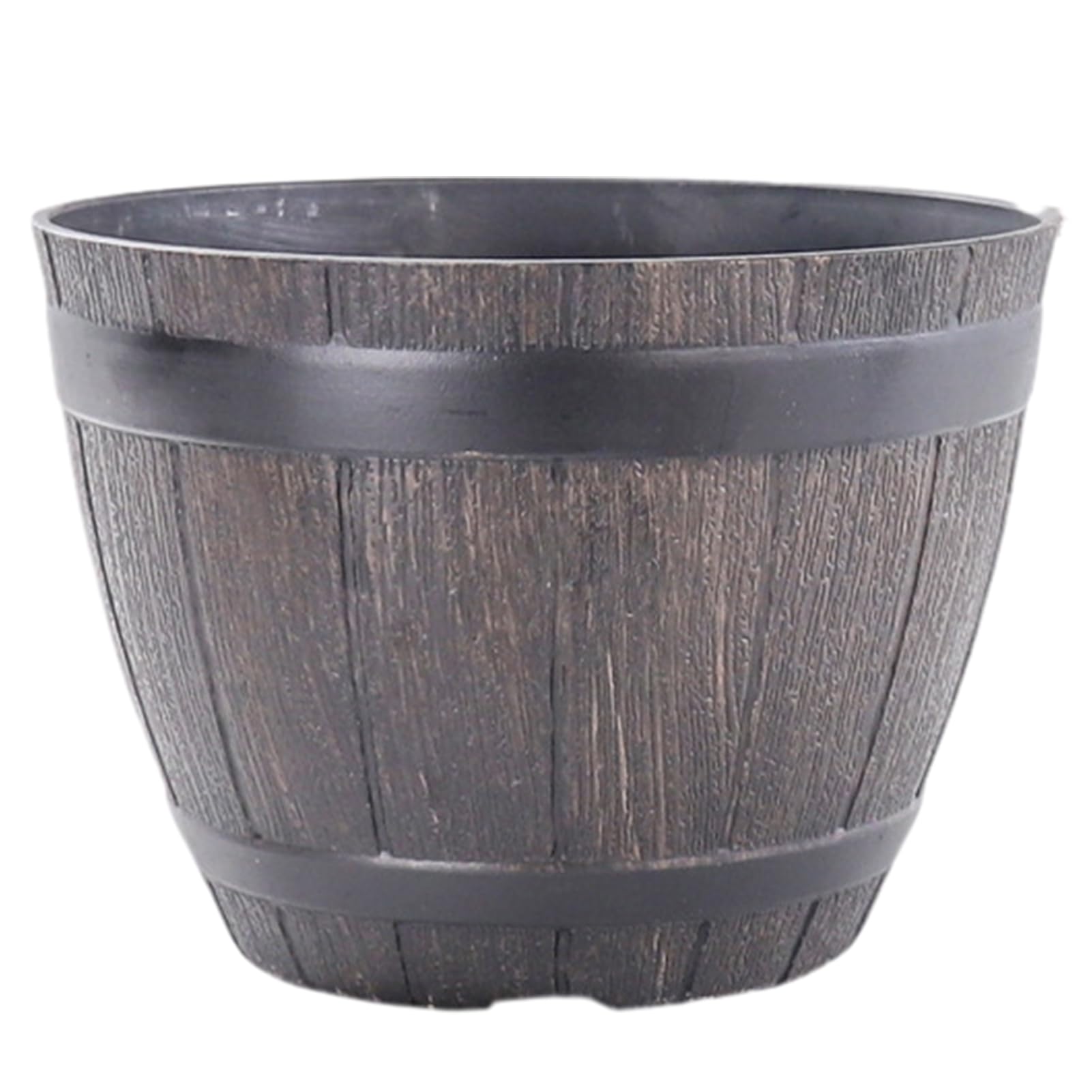 Tuxoiou Plastic Plant Pots with Built-In Drainage System, Rustic Style Garden Container, Entryway Decorative Planter Barrel for Flowers Herbs Vegetables Small Shrubs Balcony Flower Pot A Middle