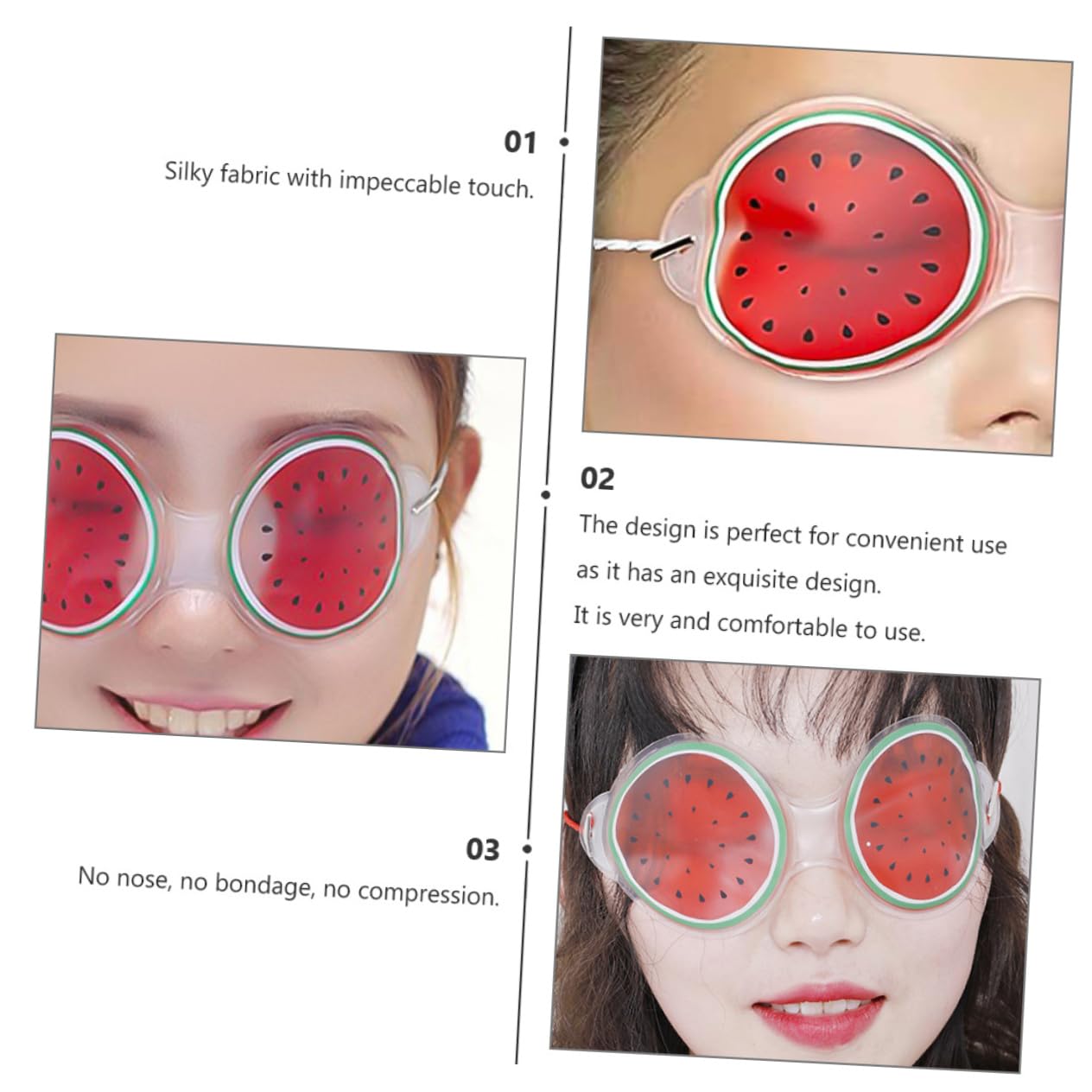 Maschera per Occhi in Gel 3 Pezzi, Pvc, Rinfrescante Estiva