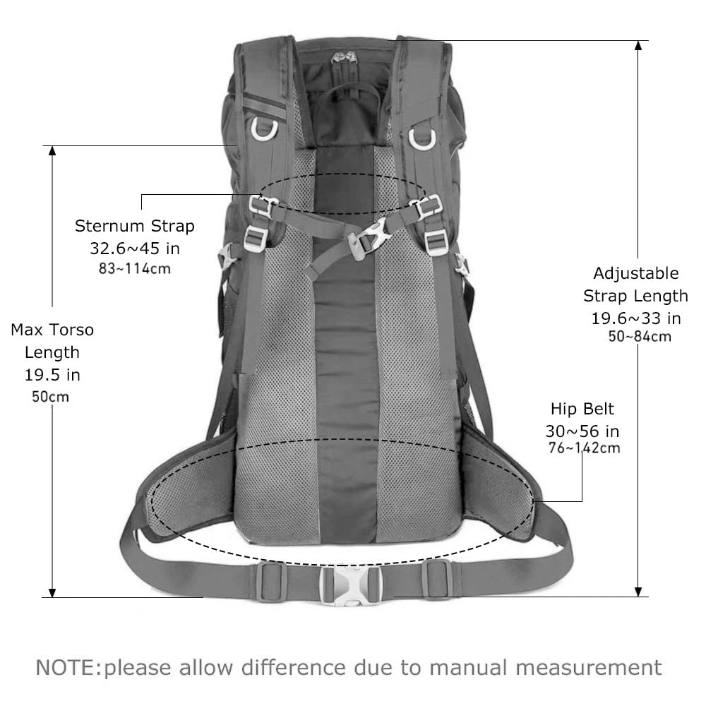 CFWSHJ Mochila de Senderismo de 50L con Cubierta para Lluvia, Bolsa Multifuncional para montañismo, Mochila para Exteriores, para Viajes, Senderismo, Camping