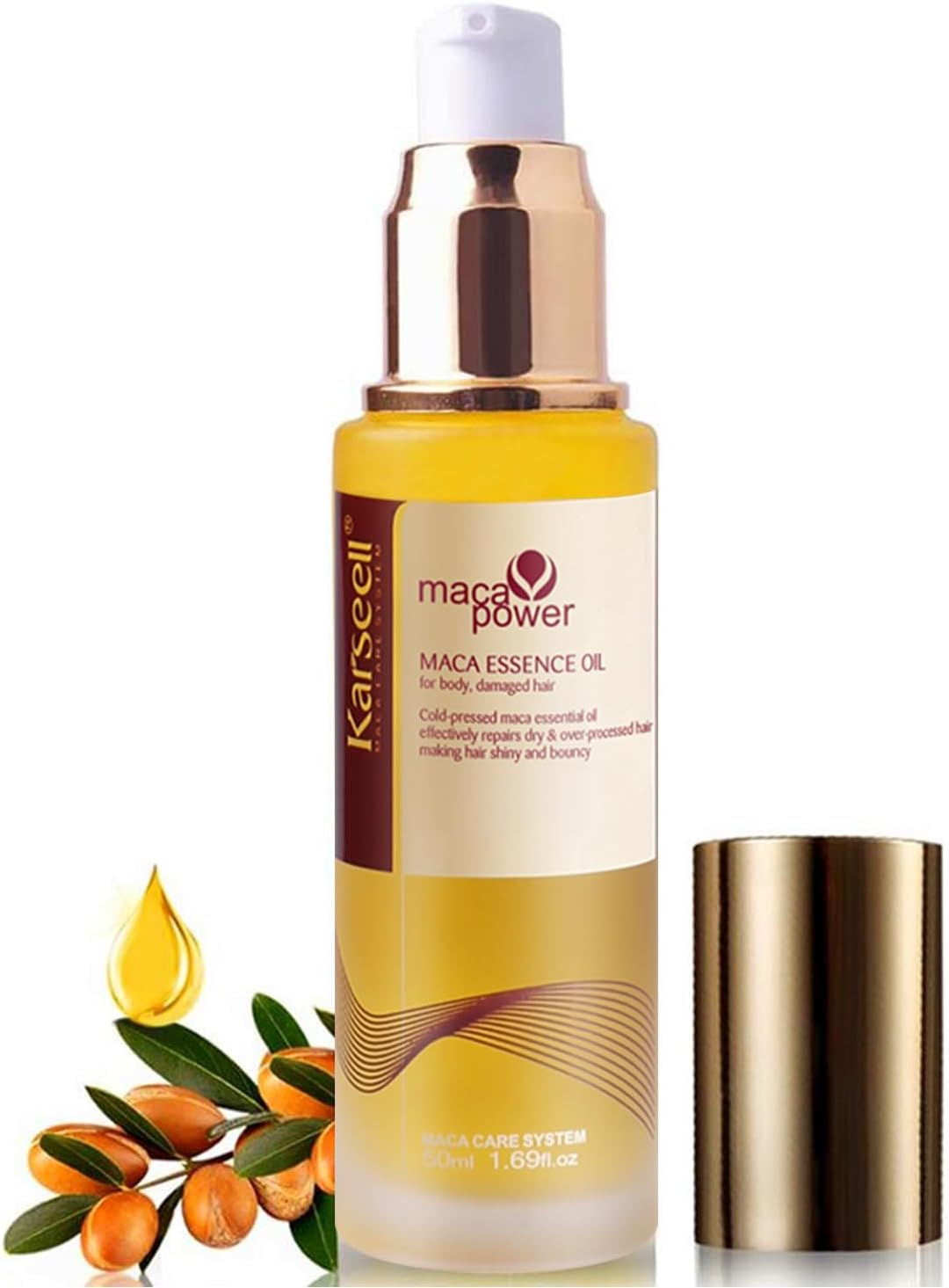 โ Hair Oil Moroccan Argan Oil for Hair & Skin, Cold Pressed Argan Oil Hair Oil for Dry Damaged Hair All Hair Types 50ml