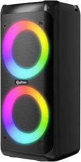 pTron Fusion Saga 48W Bluetooth Party Speaker w/Pristine Sound, Dual Drivers, Rhythmic RGB Lights, 6Hrs Playtime, BT5.3/Aux/TF Card/USB Playback Modes, Type-C Charging, Portable Design (Black)