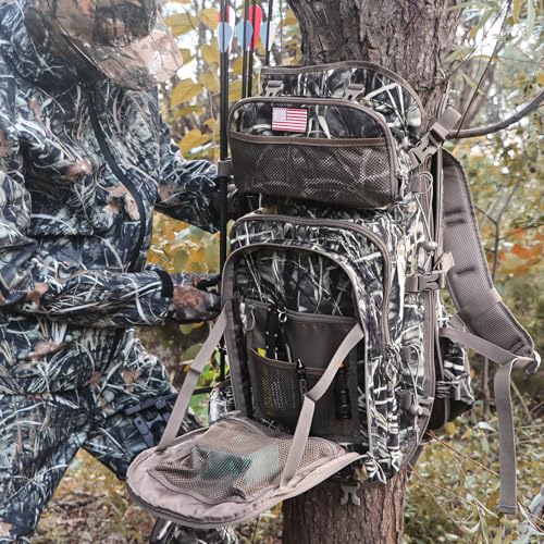 Mochila de caza para hombre con soporte para arco compuesto resistente 2