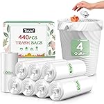 4 Gallon 440 Counts Strong Trash Bags Garbage Bags by Teivio, Bathroom Trash Can Bin Liners, Small Plastic Bags for home office kitchen (Clear)