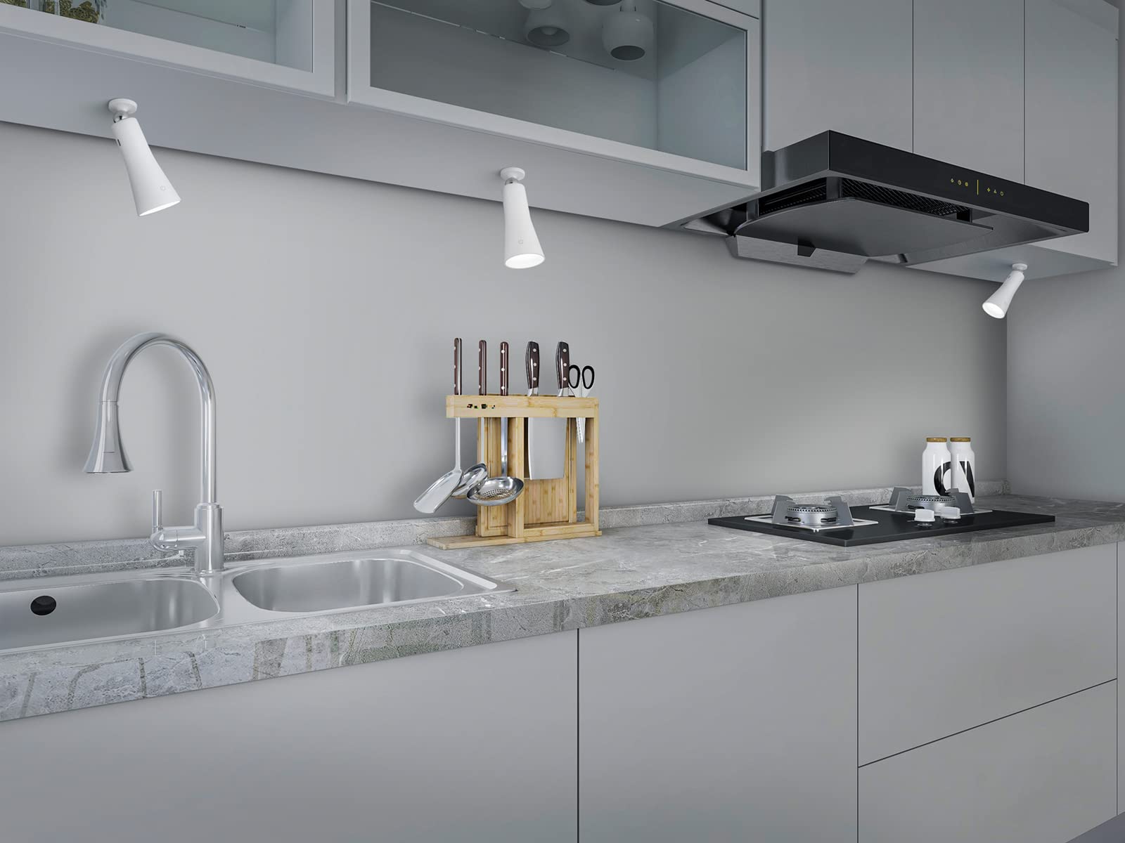 Reality Leuchten Beleuchtung Set di 2 lampade da scrivania a LED, con dimmer touch e collegamento USB, altezza 36 cm