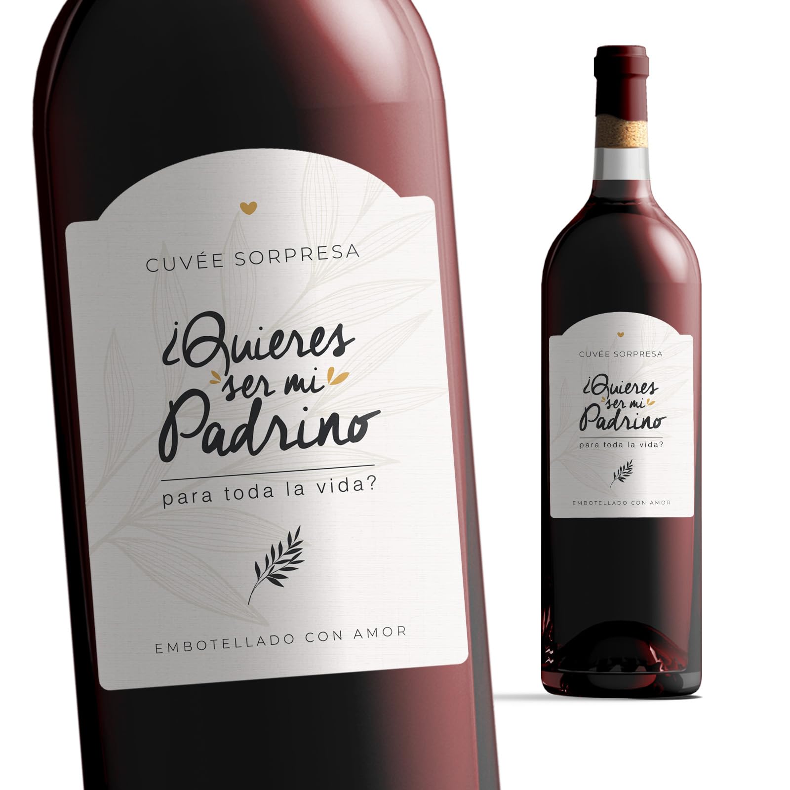 Manahia - Etiqueta de Botella - ¿Quieres ser mi padrino para toda la vida? - Idea Original para Petición Bautismo, vino o cerveza, sorpresa nacimiento |Autoadhesiva