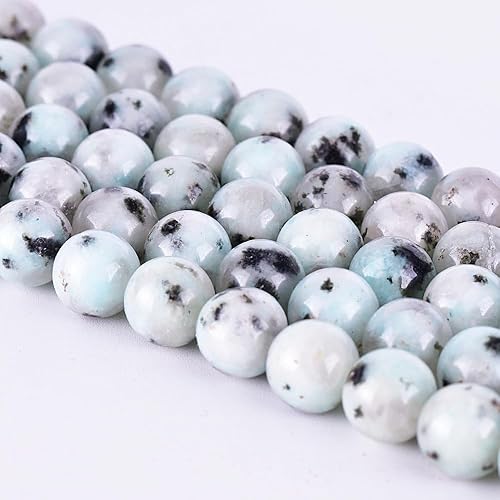 Miniatura 2 de Asingeloo Cuentas de piedras preciosas naturales de jaspe kiwi de 0.236 pulgadas, hebra de piedras preciosas redondas lisas para fabricación de