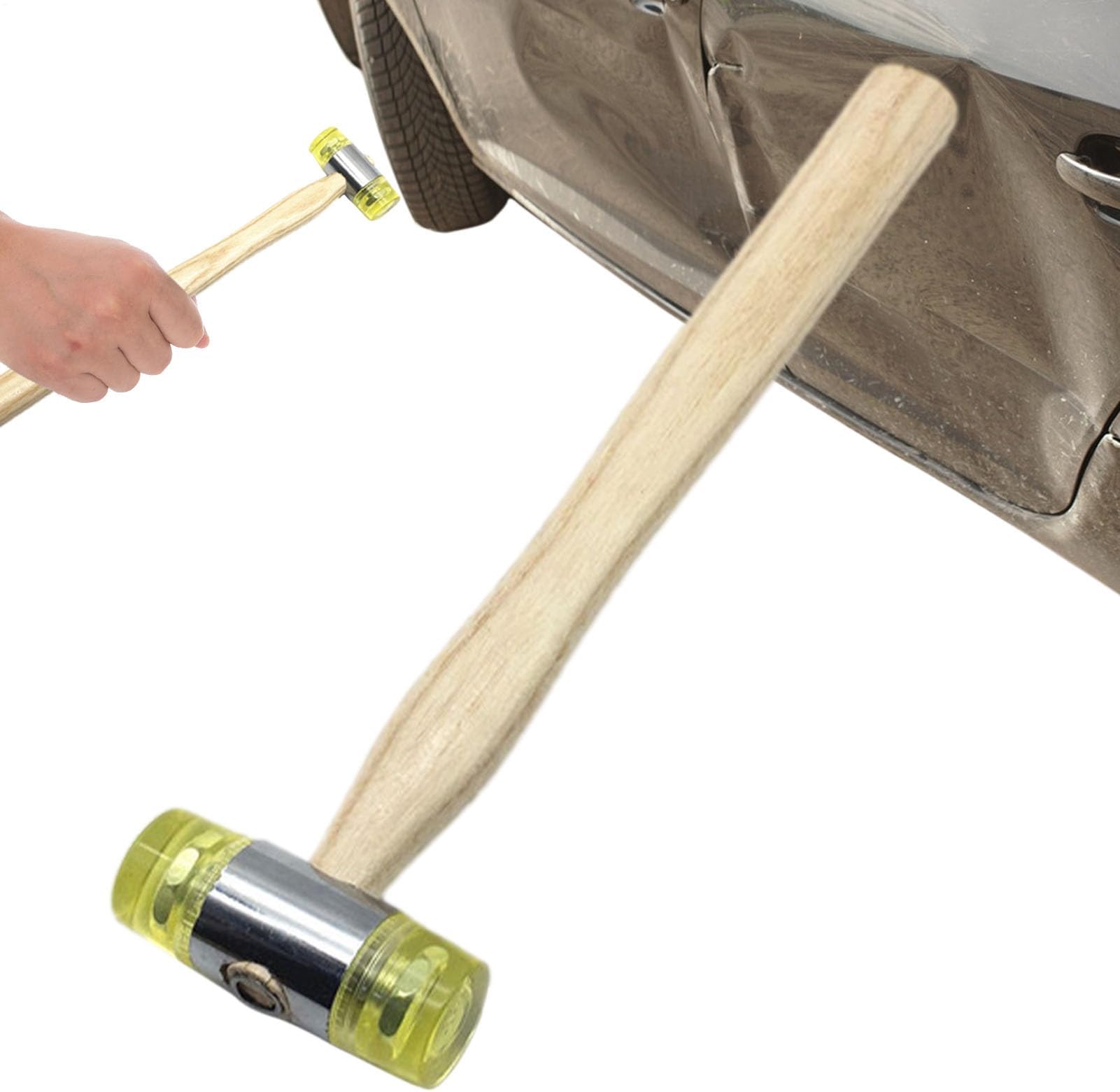 Auto Body Repair Tools - Wood Handle with Nylon Head Dent Remover,Car Body Sheet Metal Hammers - for Truck Vehicle Sedan SUV Pickup Automotive Scooter RV Garage Workshop